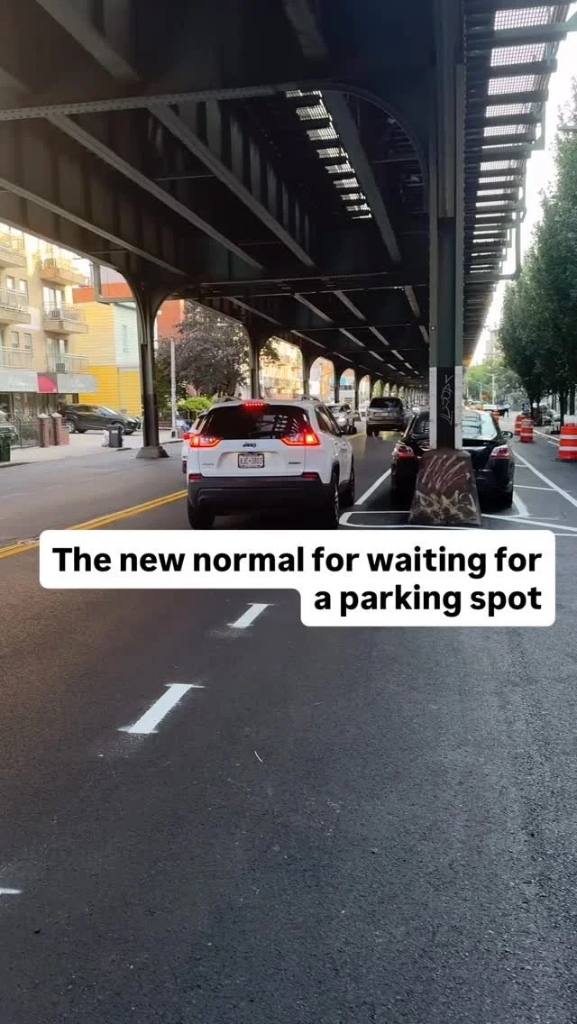 Waiting for a parking spot has now become more challenging for drivers. We have an extremely active driveway please take extra caution when approaching, we hope cyclists will do the same @nyc_dot @nys_dot #astoria #bike