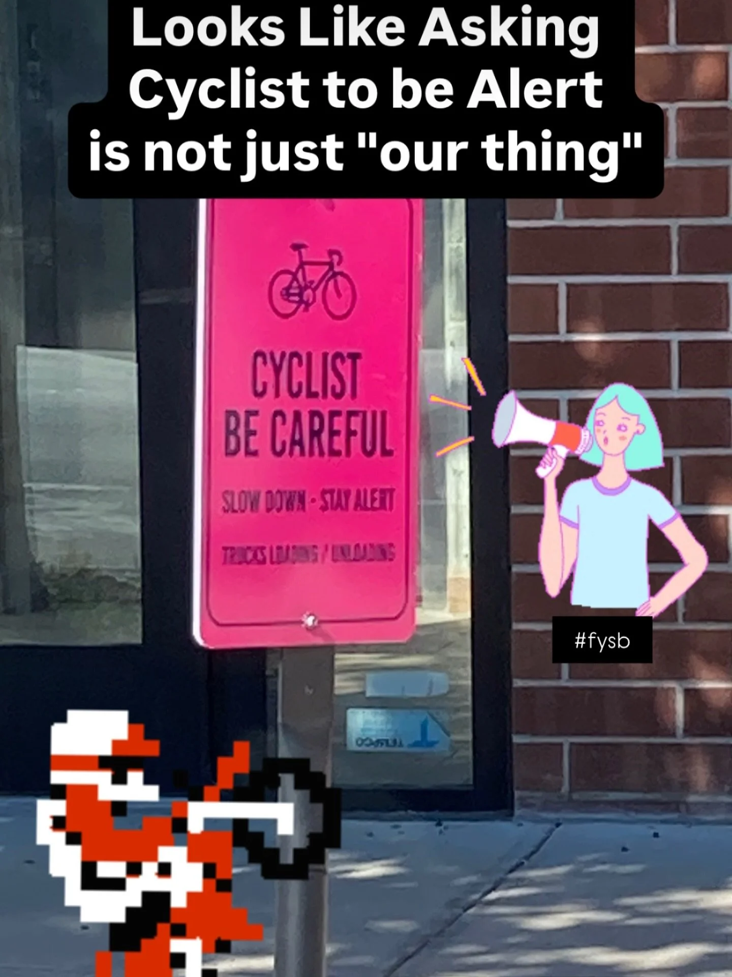 Apparently, it’s not just us telling cyclists to watch out for active driveways and loading zones. #fysb