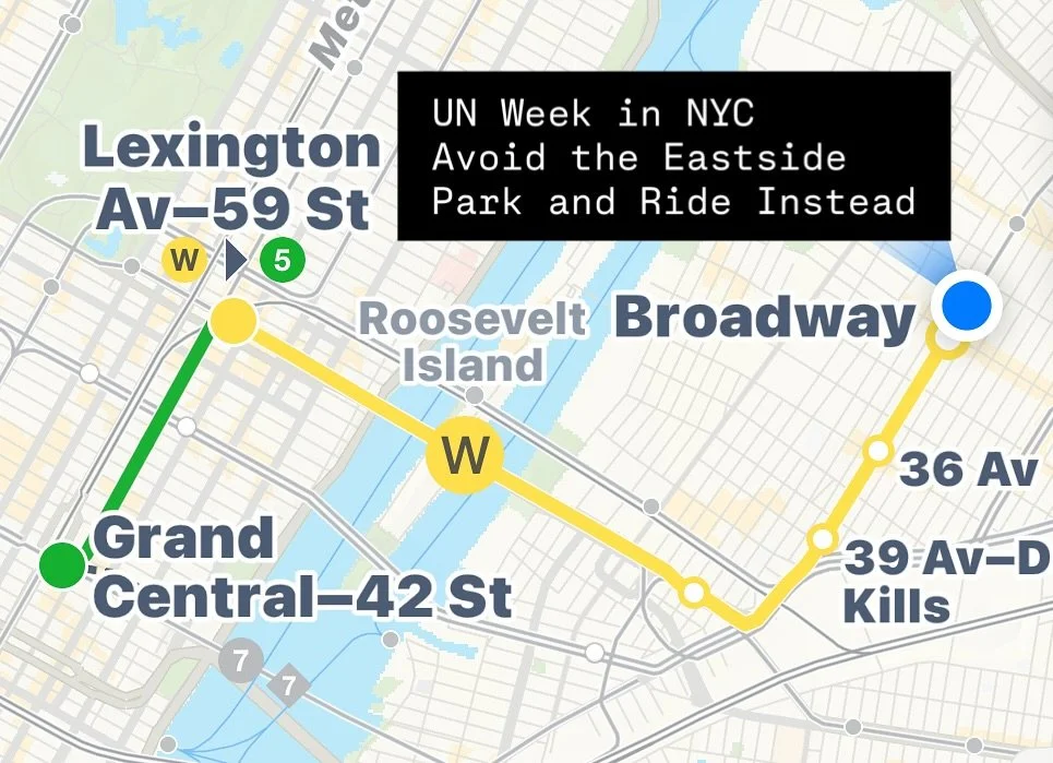 UN General Assembly week is live! Don't get stuck in Eastside traffic. Park with us and take a convenient 25-minute ride to the Eastside. #traffic #nyc