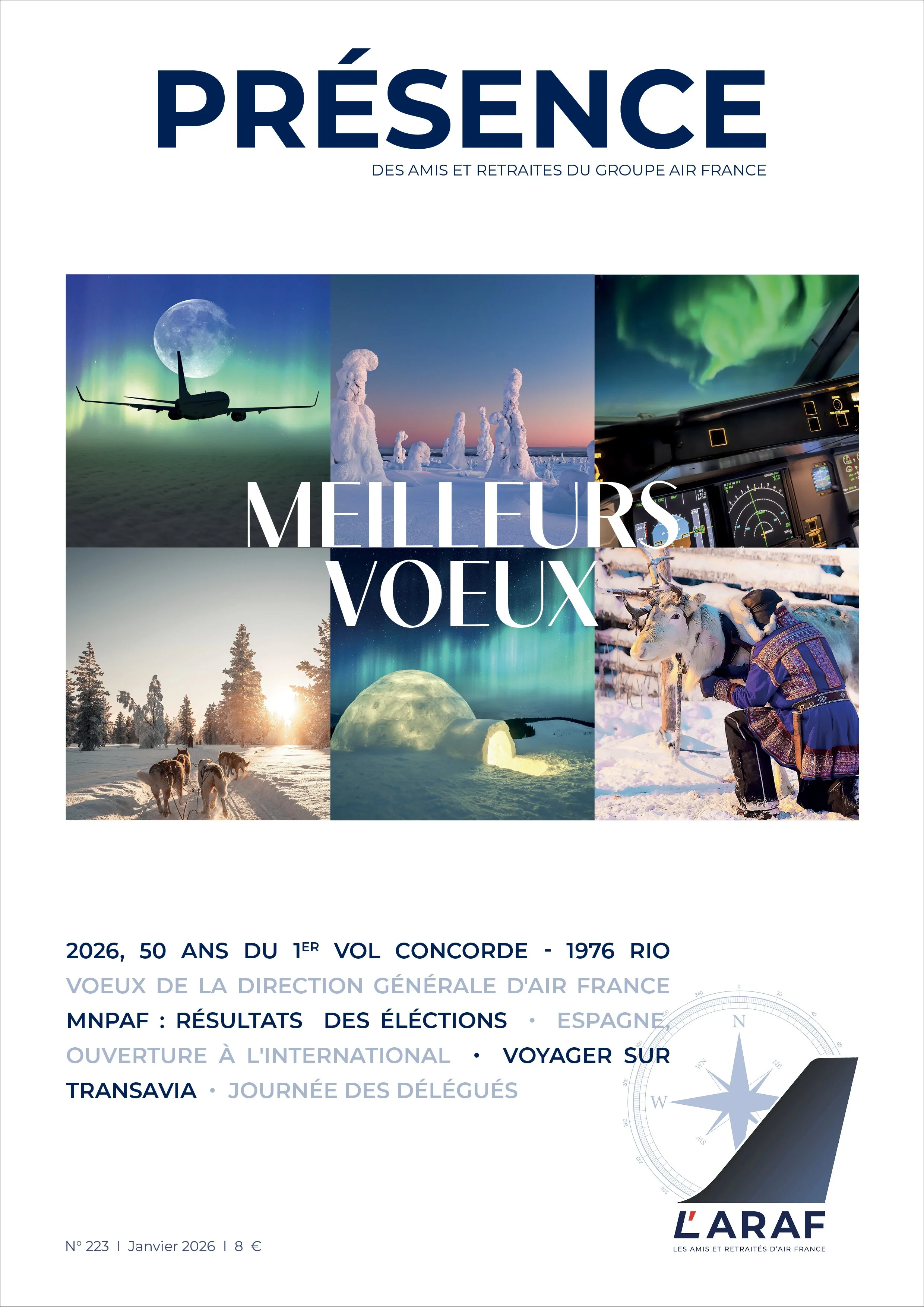 Secteur aviation - conception graphique - revue Présence 223 - l'ARAF Air France