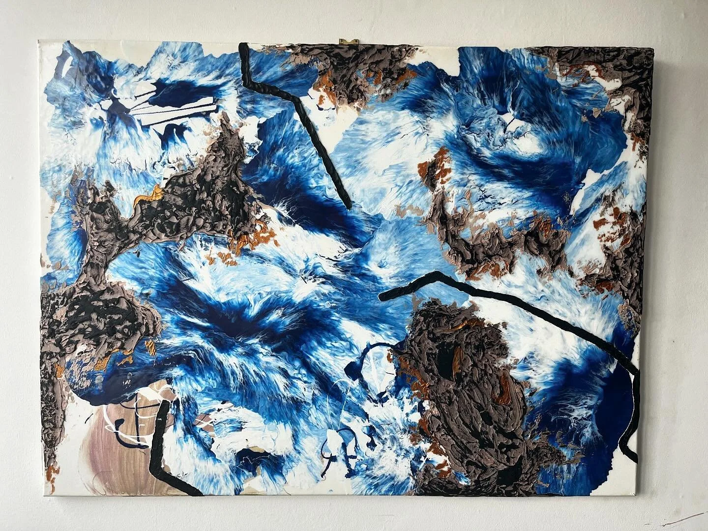 Waves - #acrylic #acrylicpaintings #sea #blue #gold #painting