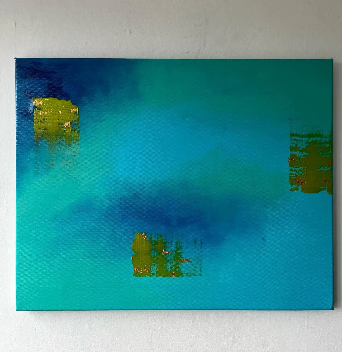 Mossy  #green #blue #gold #moss #acrylicpainting #acrylic
