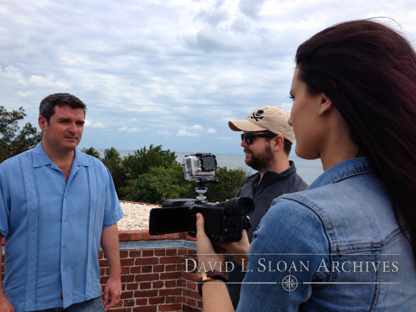 David L. Sloan filming with Jack Osbourne at Fort East Martello in Key West in 2013
