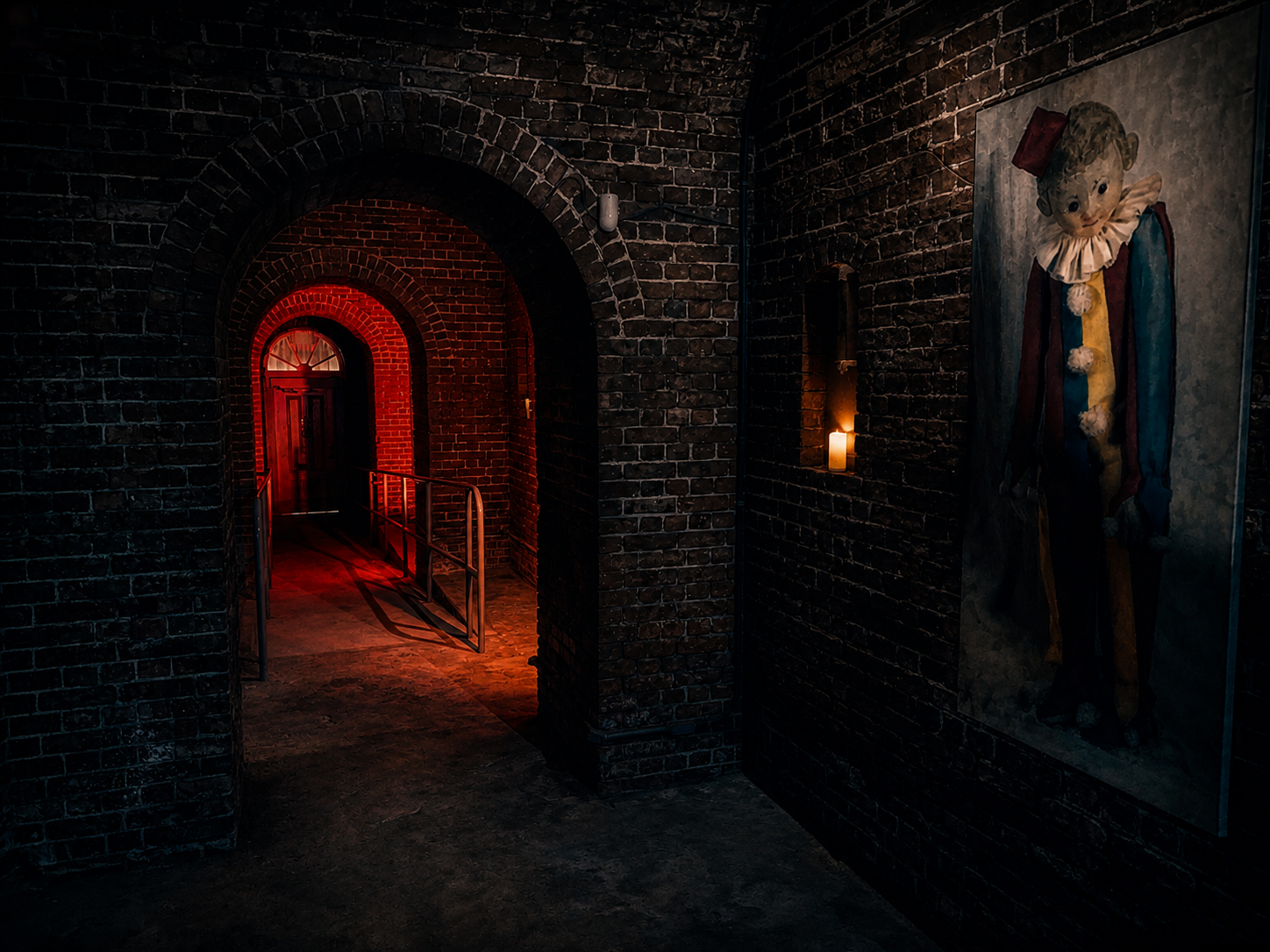 Dark brick passageway known as the Yellow Fever Tunnel inside Fort East Martello