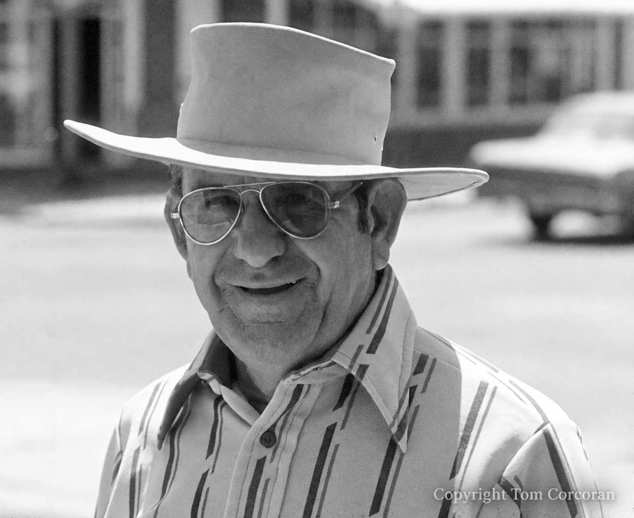 Former Key West Fire Chief Joseph “Bum” Farto wearing his trademark hat and glasses