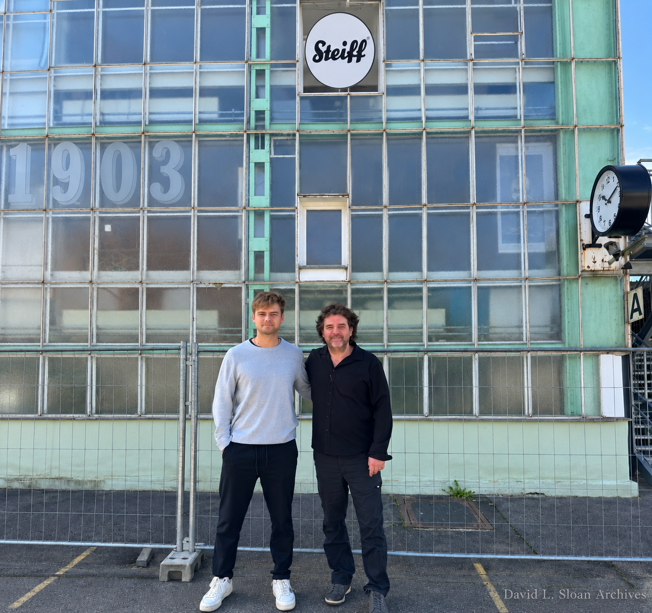David L. Sloan and Felix Oeding-Erdel at the historic Steiff factory in Giengen, Germany
