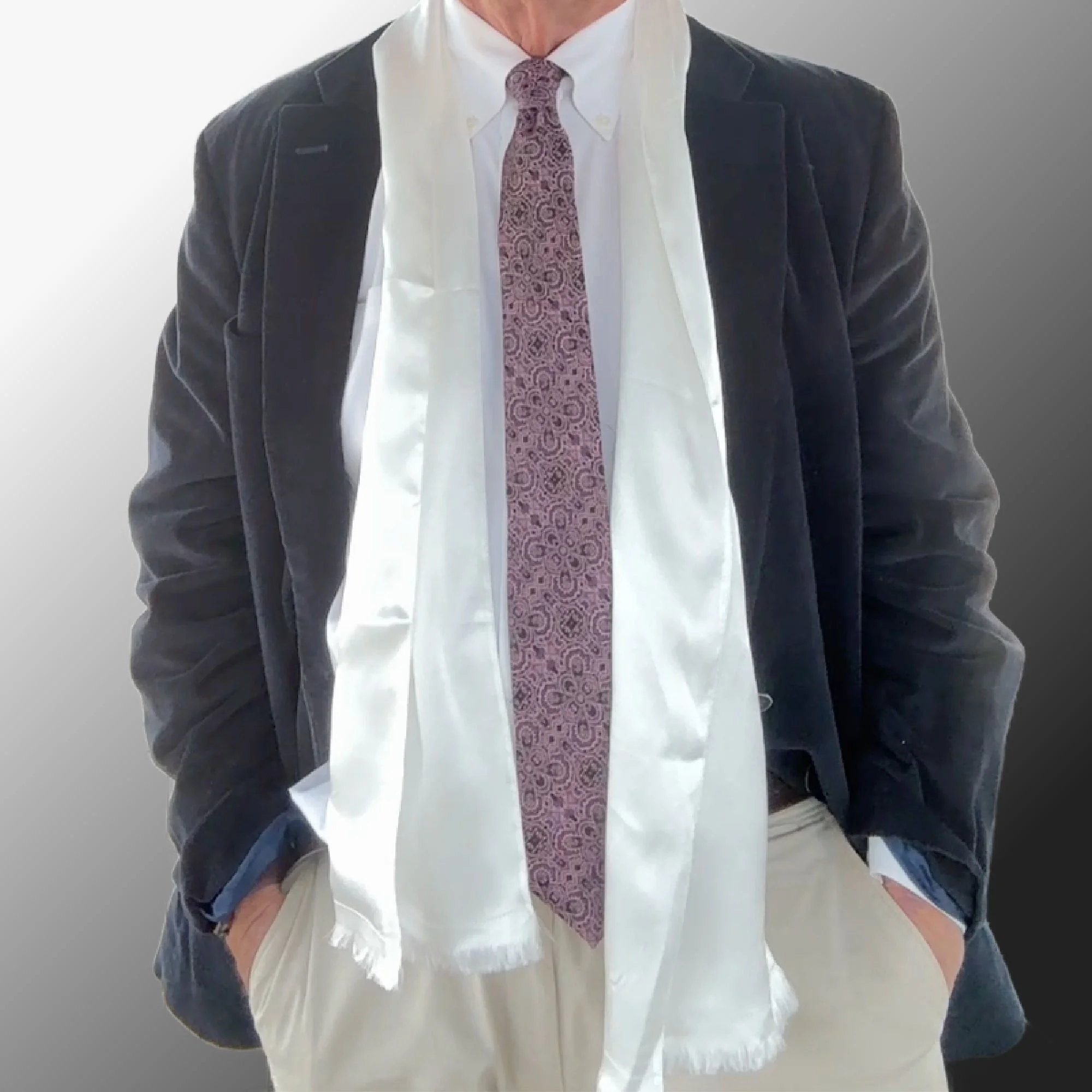 The Definitive White Genuine 100% Silk Scarf