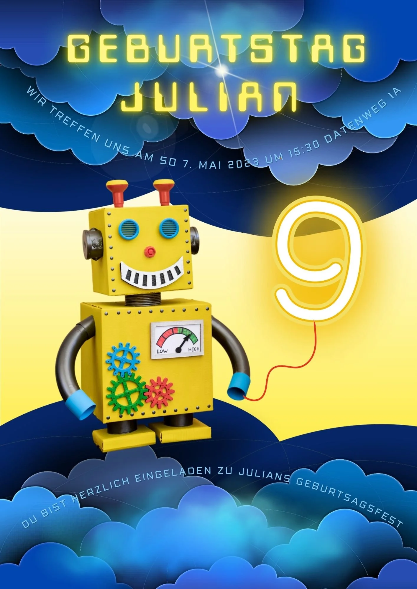 Geburtstagskarte Roboter