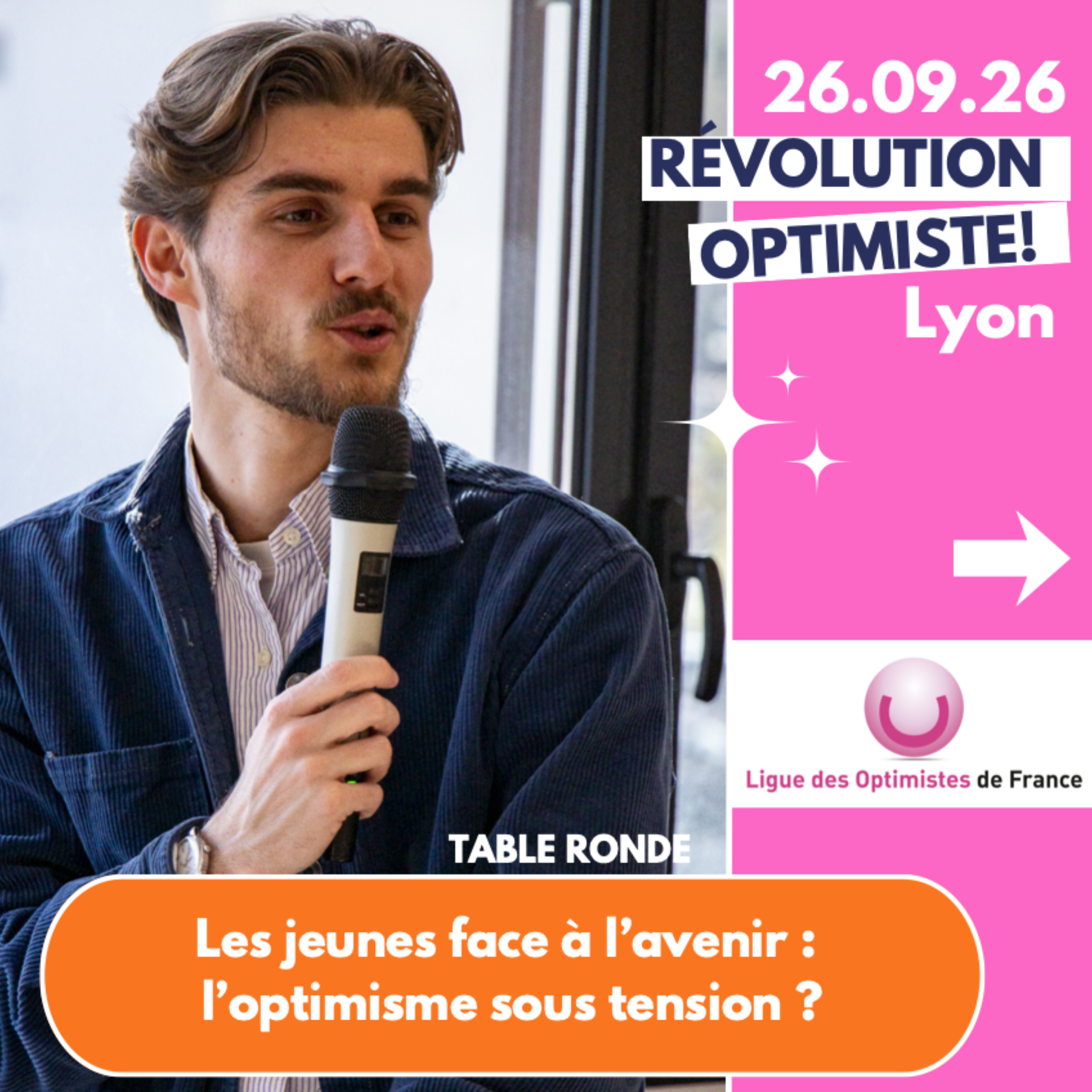 Oscar Payerne, fondateur de 22 Clichés, est invité sur la scène de la Journée Révolution Optimiste, le 26 septembre 2026.