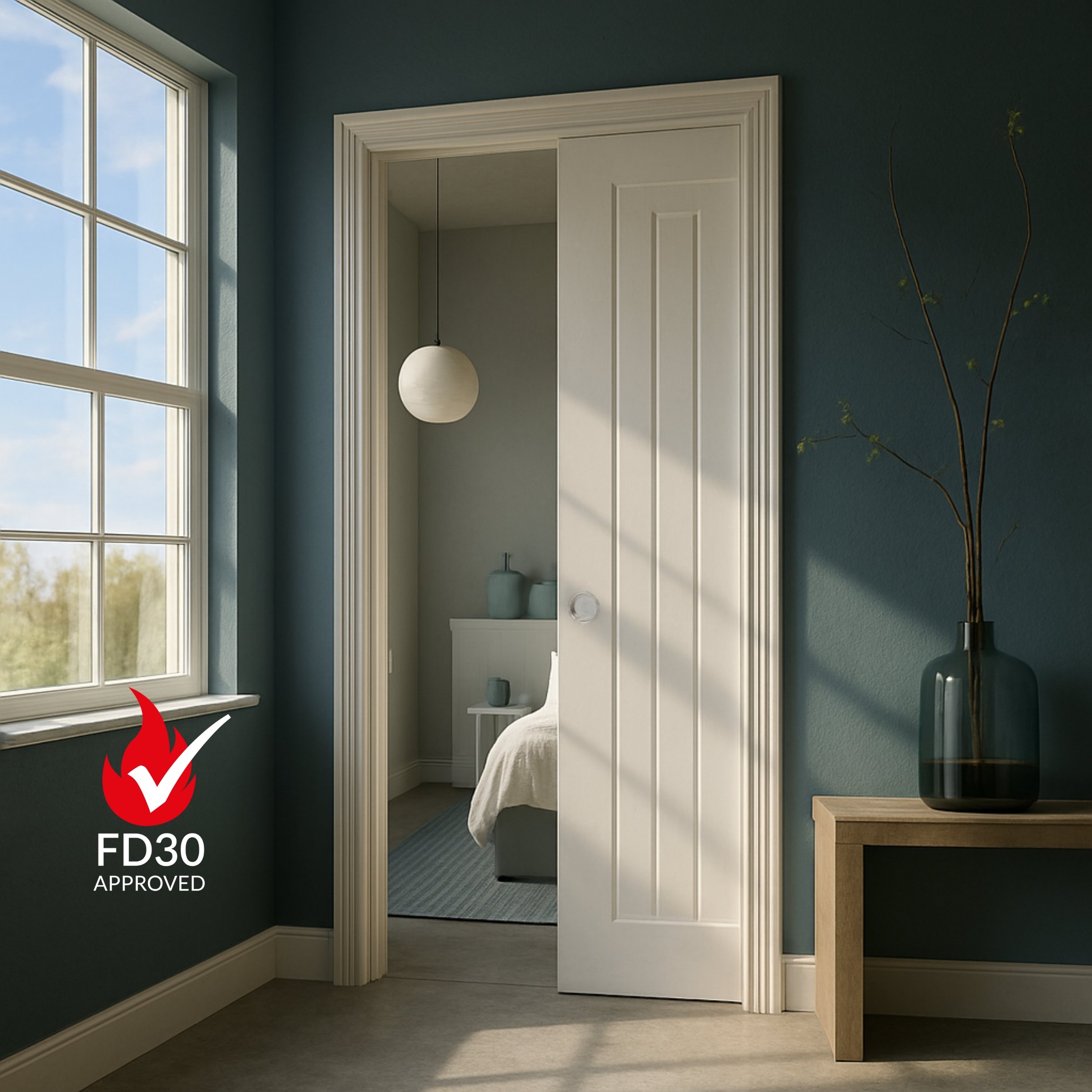 Pocket Door Frame with dark wood door. (5).jpg