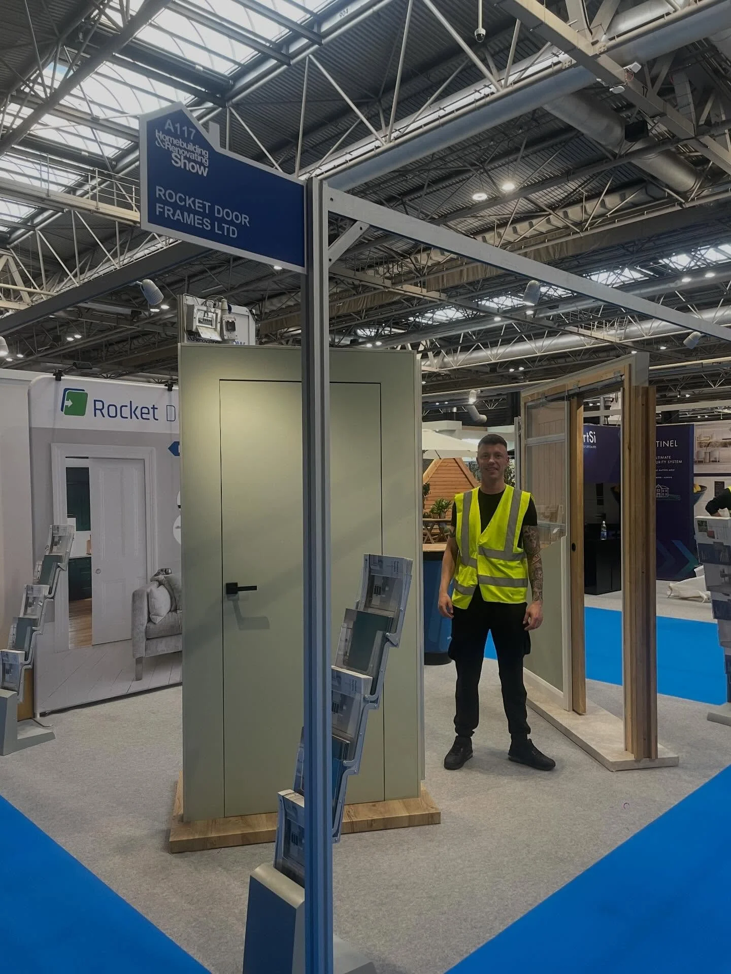 Callum and Jez set up at the @hbr_show yesterday. They will be on hands to answer questions about pocket and ultra flush doors on Thursday and Friday at the NEC in Birmingham.