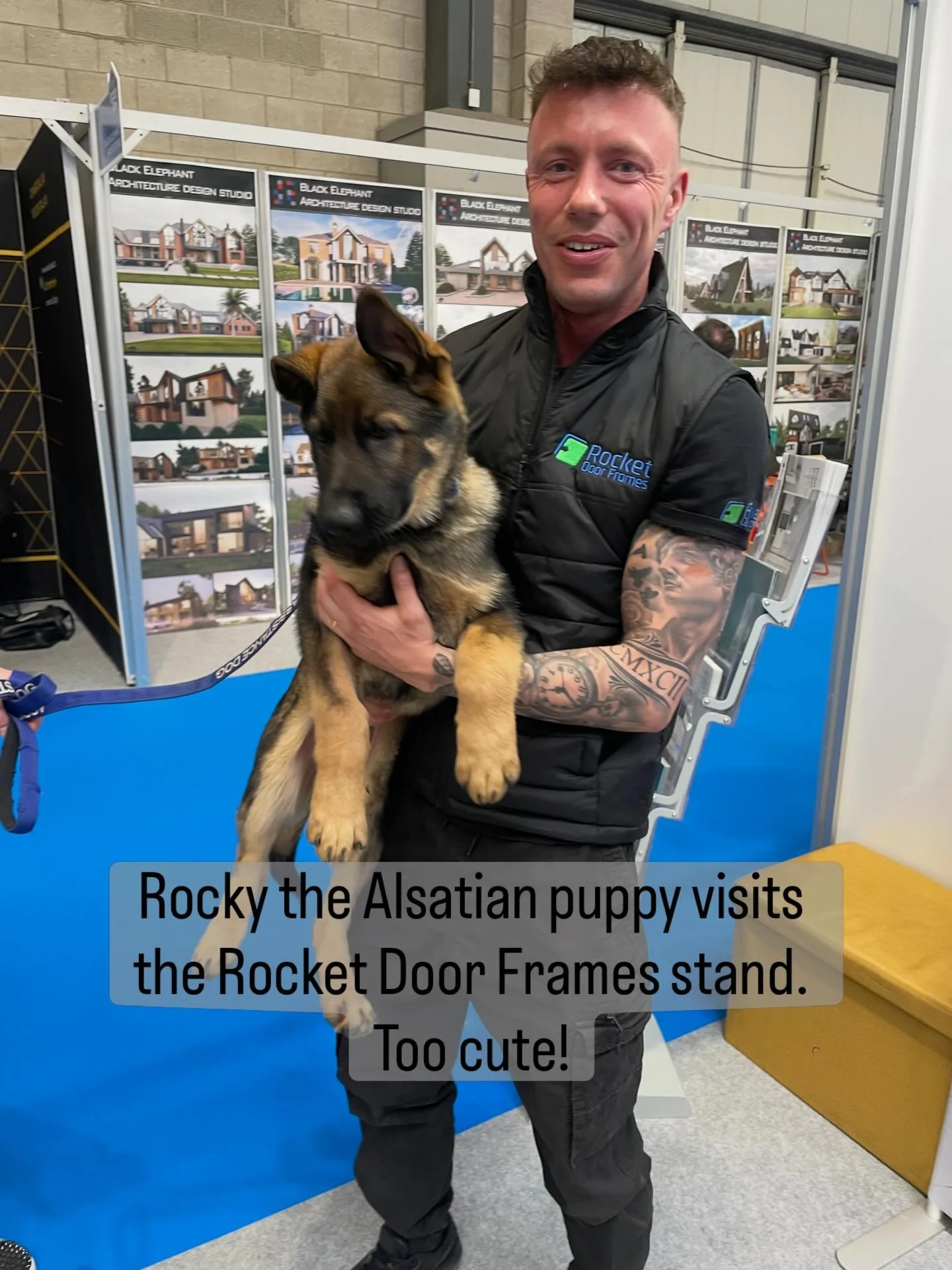 We love it when we get a four legged friend visit our stand. Meet Rocky who said hello to Callum at the Homebuilding &amp; Renovating Show this afternoon. @hbr_show #puppylove
