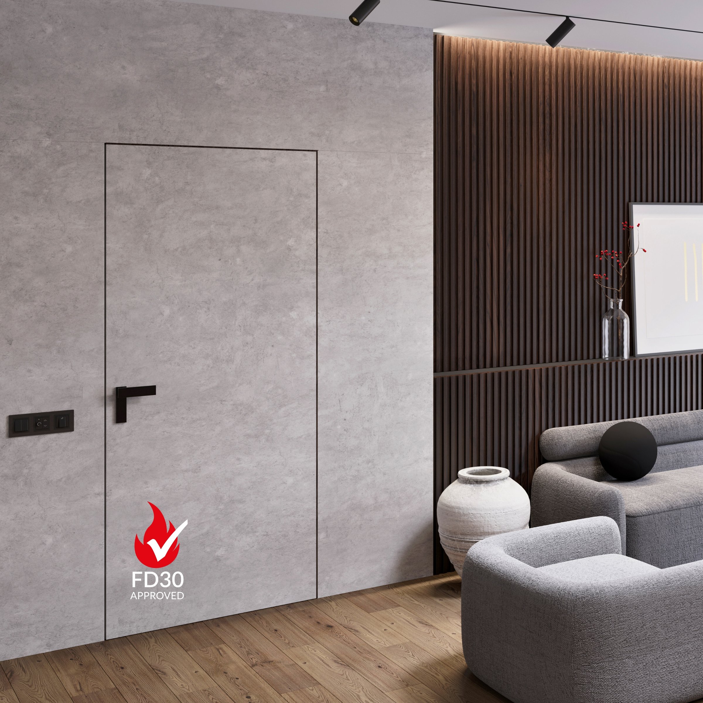 Ultra Flush Door Kit FD30 Fire Rated - Wallpapered effect