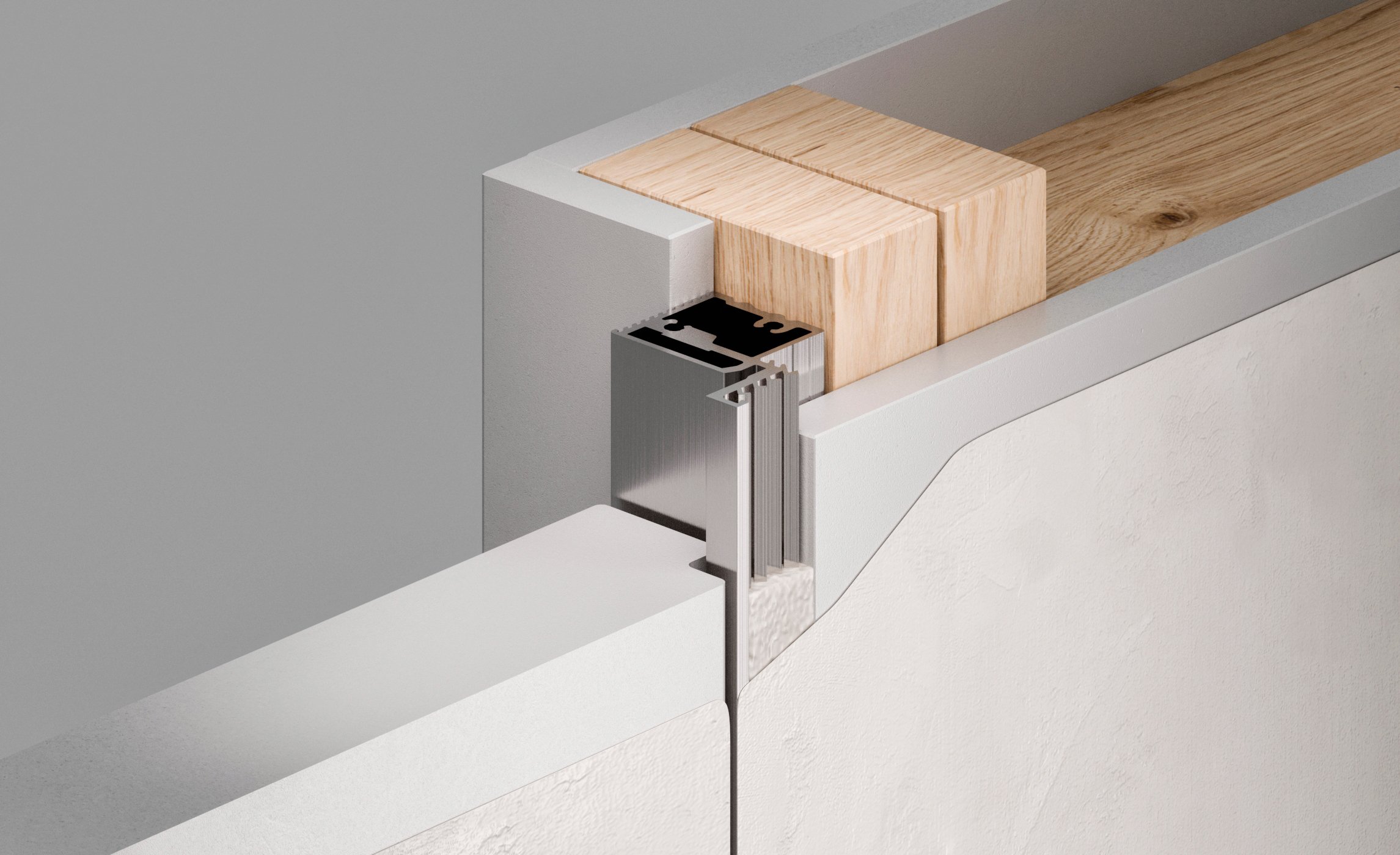Close up of stud work for ultra flush door