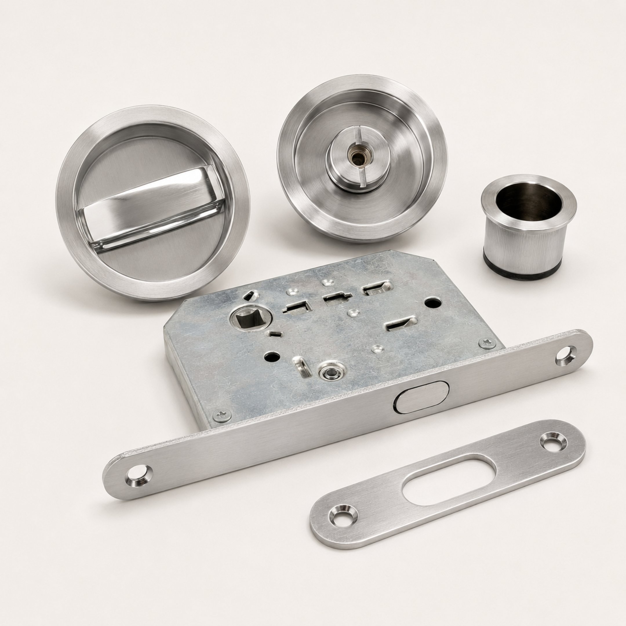 Round Satin Bathroom Lock