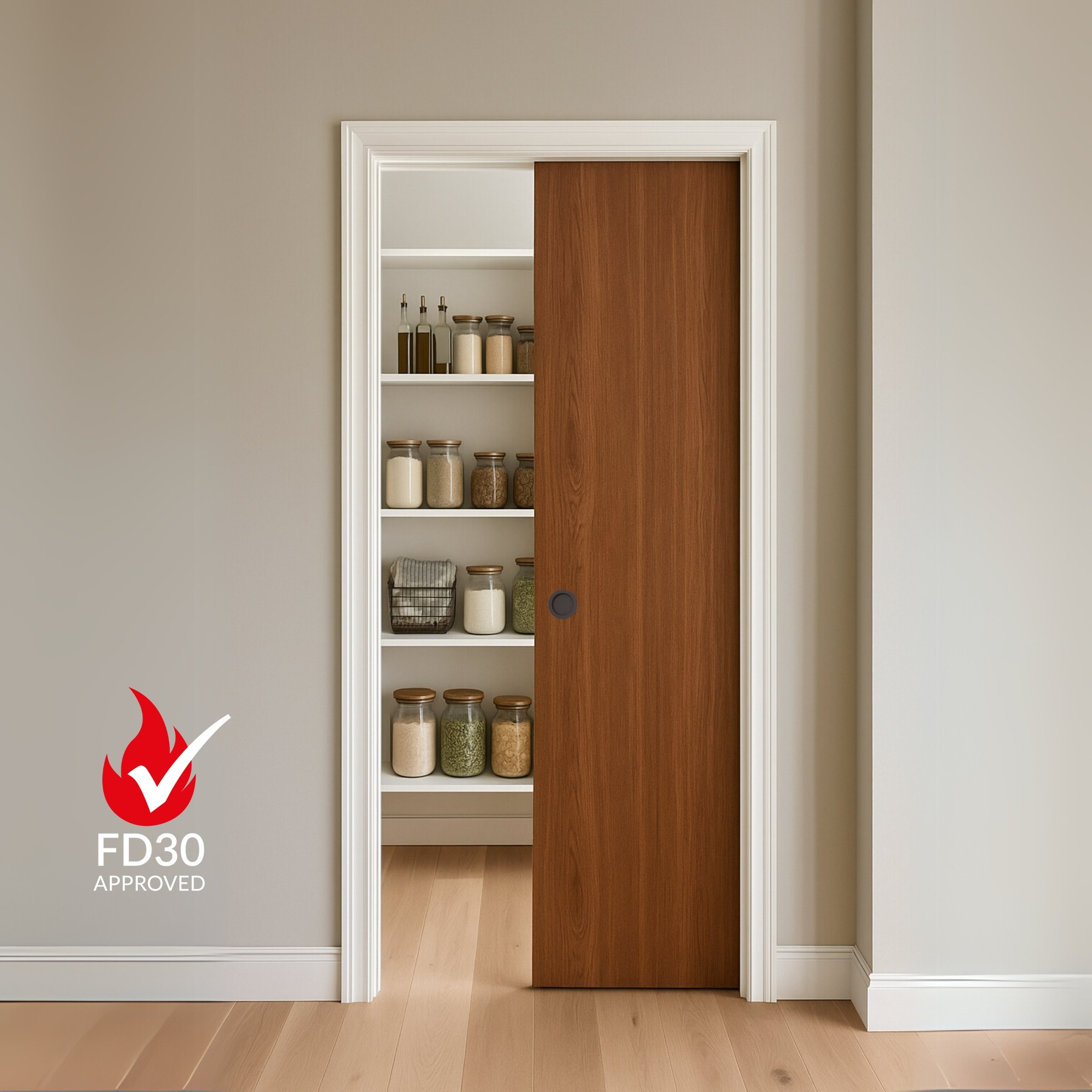 Pocket Door Frame with dark wood door. .jpg