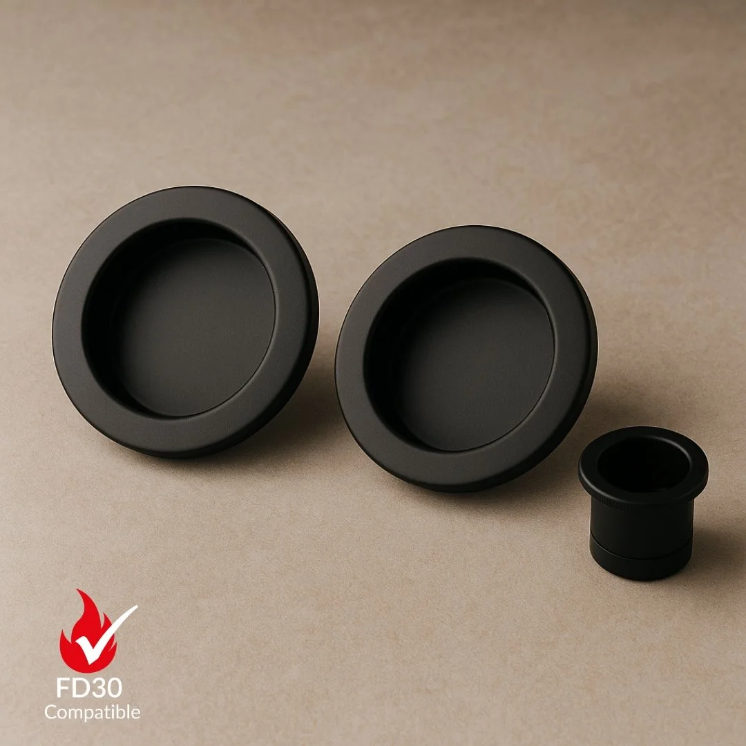 Round Black Flush Pull