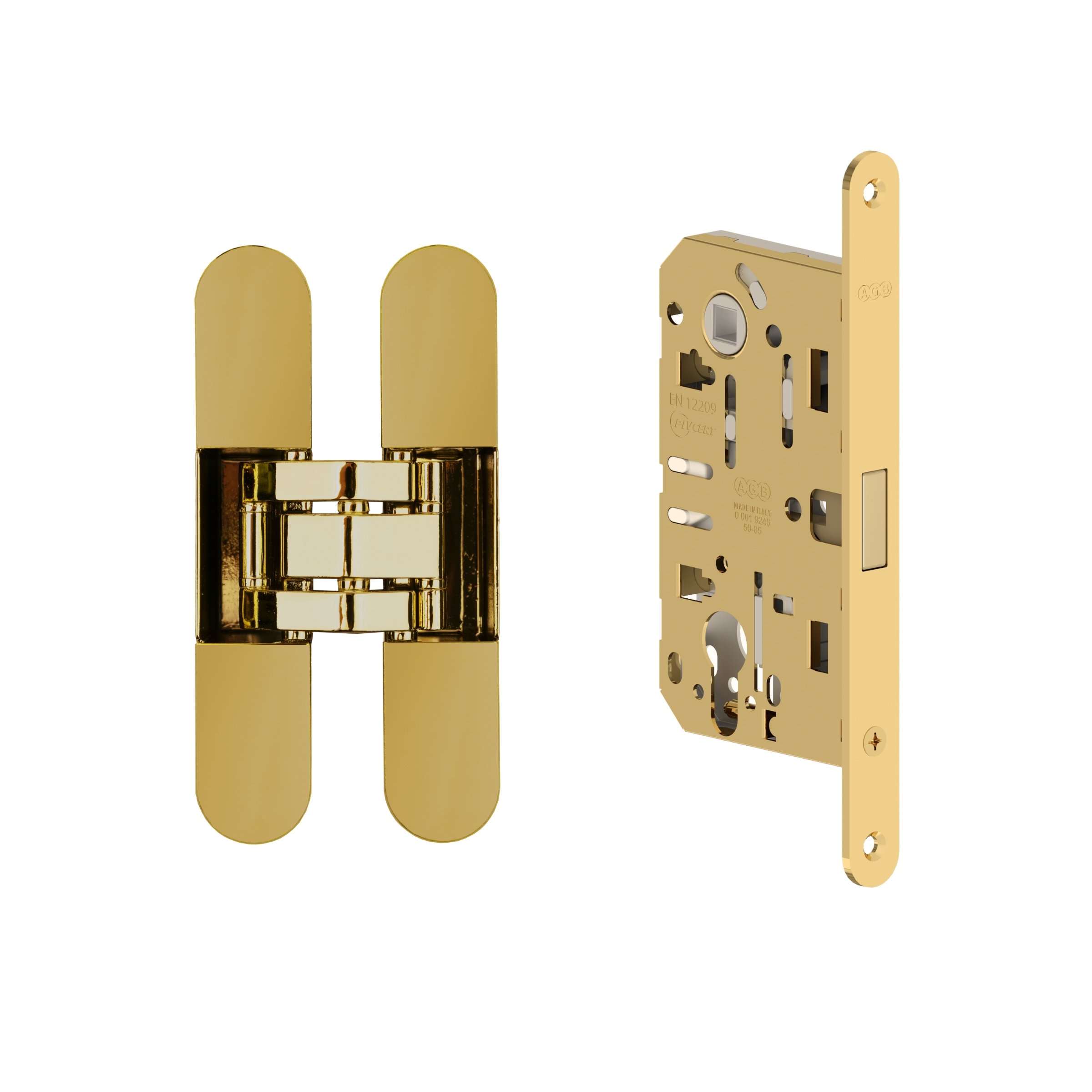 Ultra Flush Door Kit - Gold latch and concealed hinges