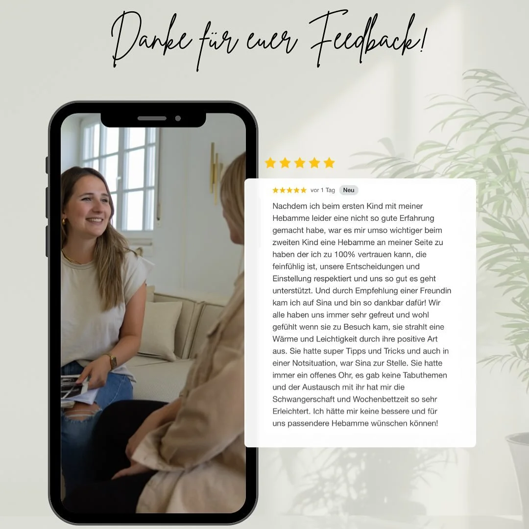 ✨ Danke f&uuml;r euer Feedback ✨

Solche R&uuml;ckmeldungen ber&uuml;hren mich jedes Mal aufs Neue. 💛

Zu wissen, dass ihr euch in meiner Betreuung sicher, verstanden und best&auml;rkt f&uuml;hlt, bedeutet mir unendlich viel.

Als Hebamme ist es mei