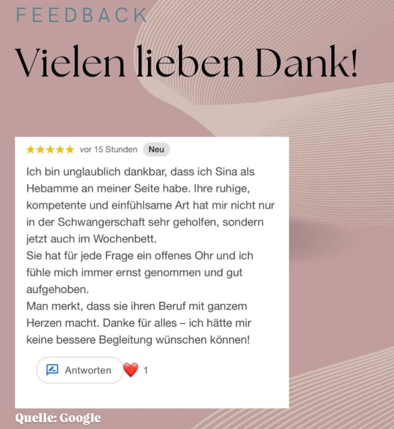 Danke f&uuml;r Eure lieben Worte, die bedeuten mir sehr viel ✨🫶🏼🧡 #rezensionenhelfen #hebammew&uuml;rzburg #hebamme