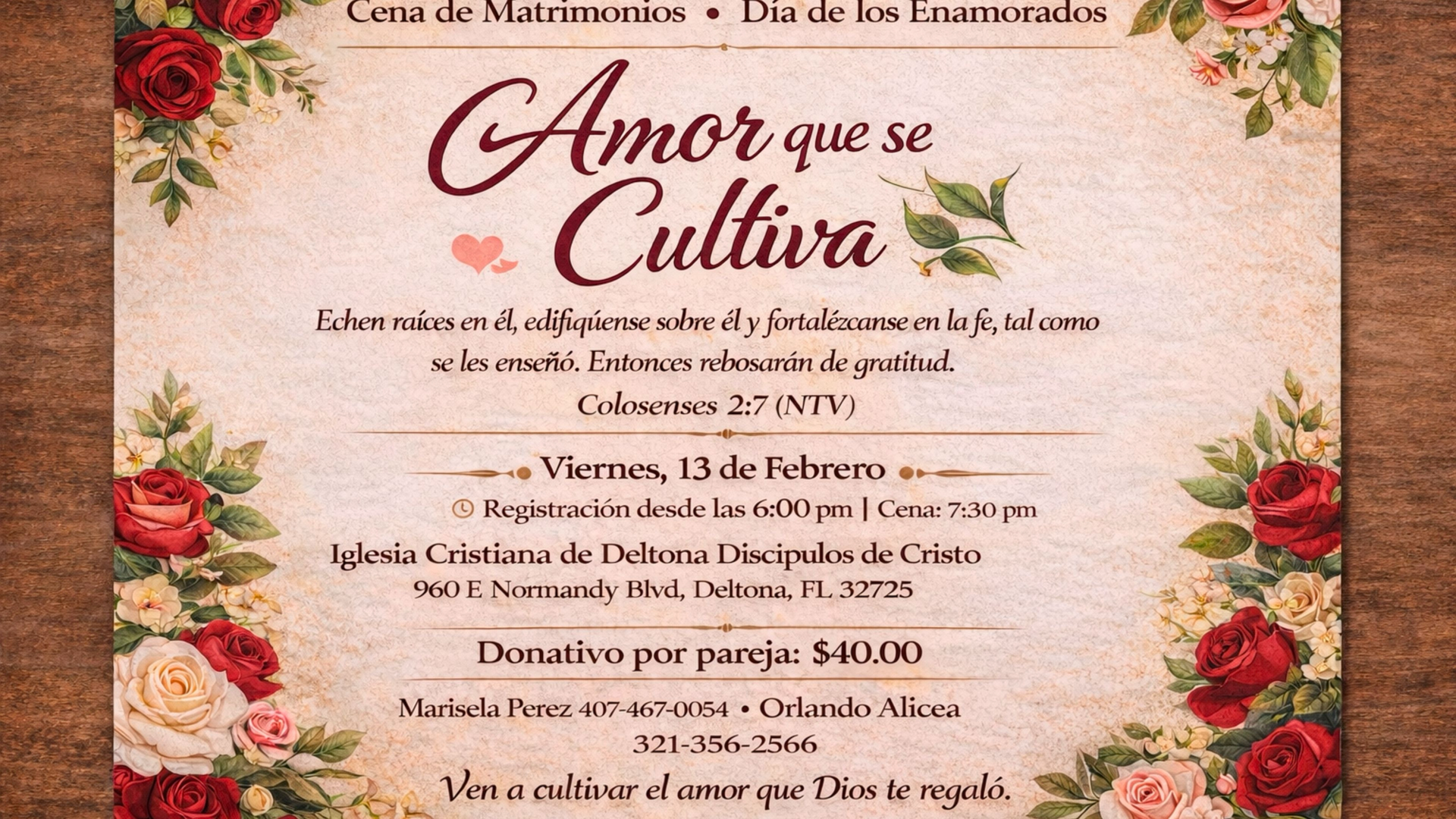 Sociedad de Matrimonios | Cena “Amor que se Cultiva”
