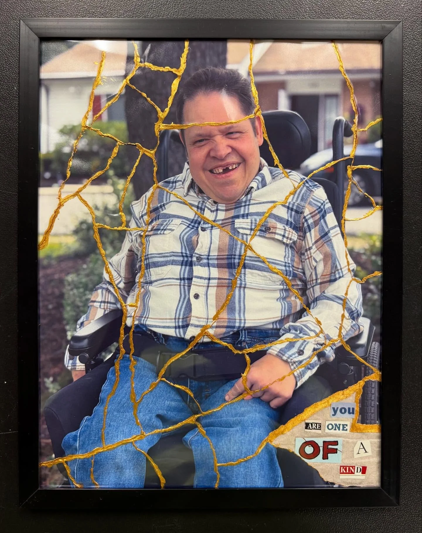 Self portrait collages with words of affirmation. Made in collaboration with Joey. 

1. &ldquo;You are one of a kind&rdquo;
2. &ldquo;You are great, charismatic, legendary, inspiring, amazing, beautiful, valued, awesome, fun, extraordinary, curious&r