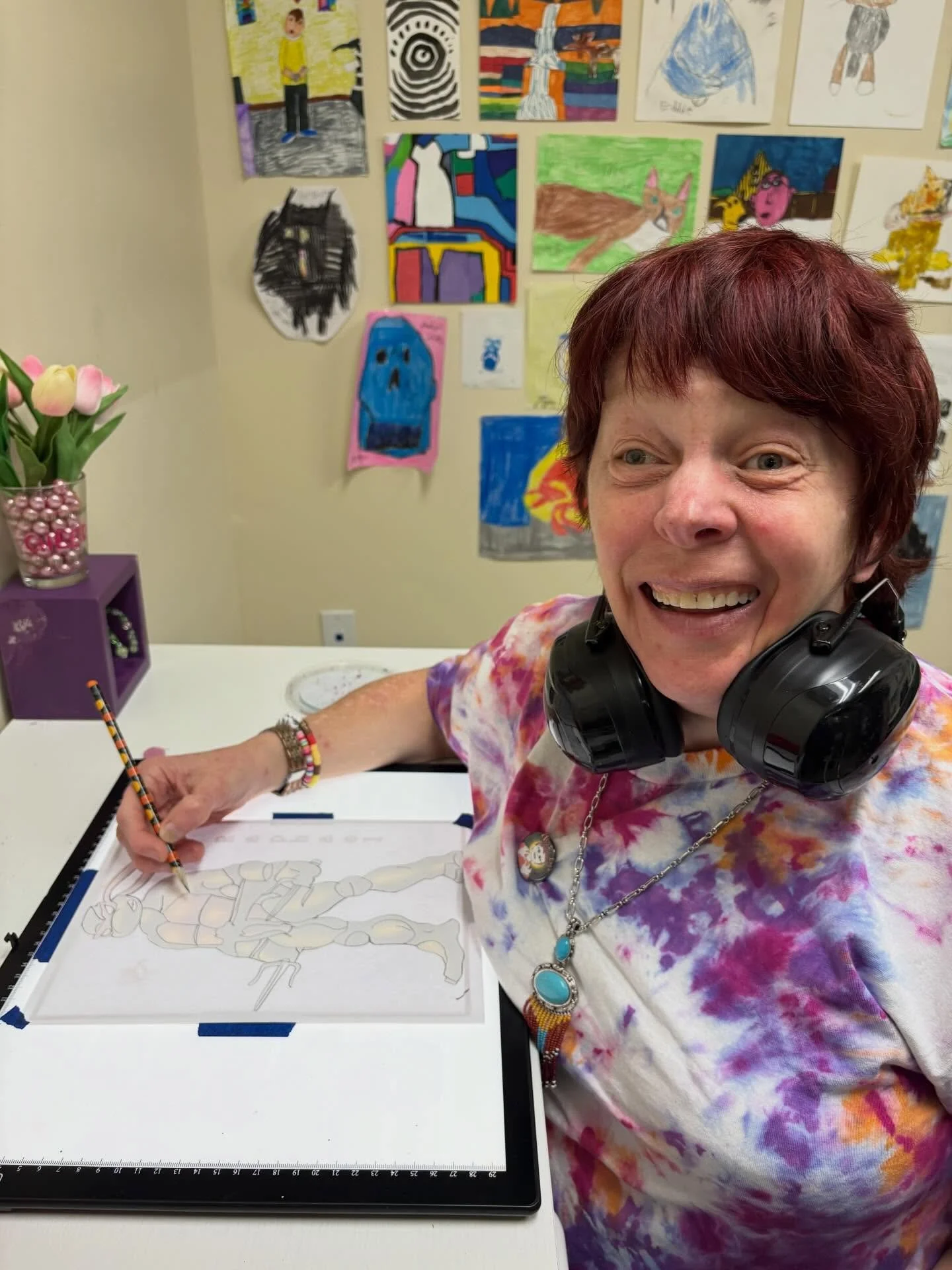 It&rsquo;s Teenage Mutant Ninja Turtle day! 
1. Amy E working on pen and paper
2. Joe T working in acrylic
3. Marc and Marc on comic book paper
4. Gail working in embroidery

#art #ninjaturtles #embroidery #comics #teenagemutantninjaturtles