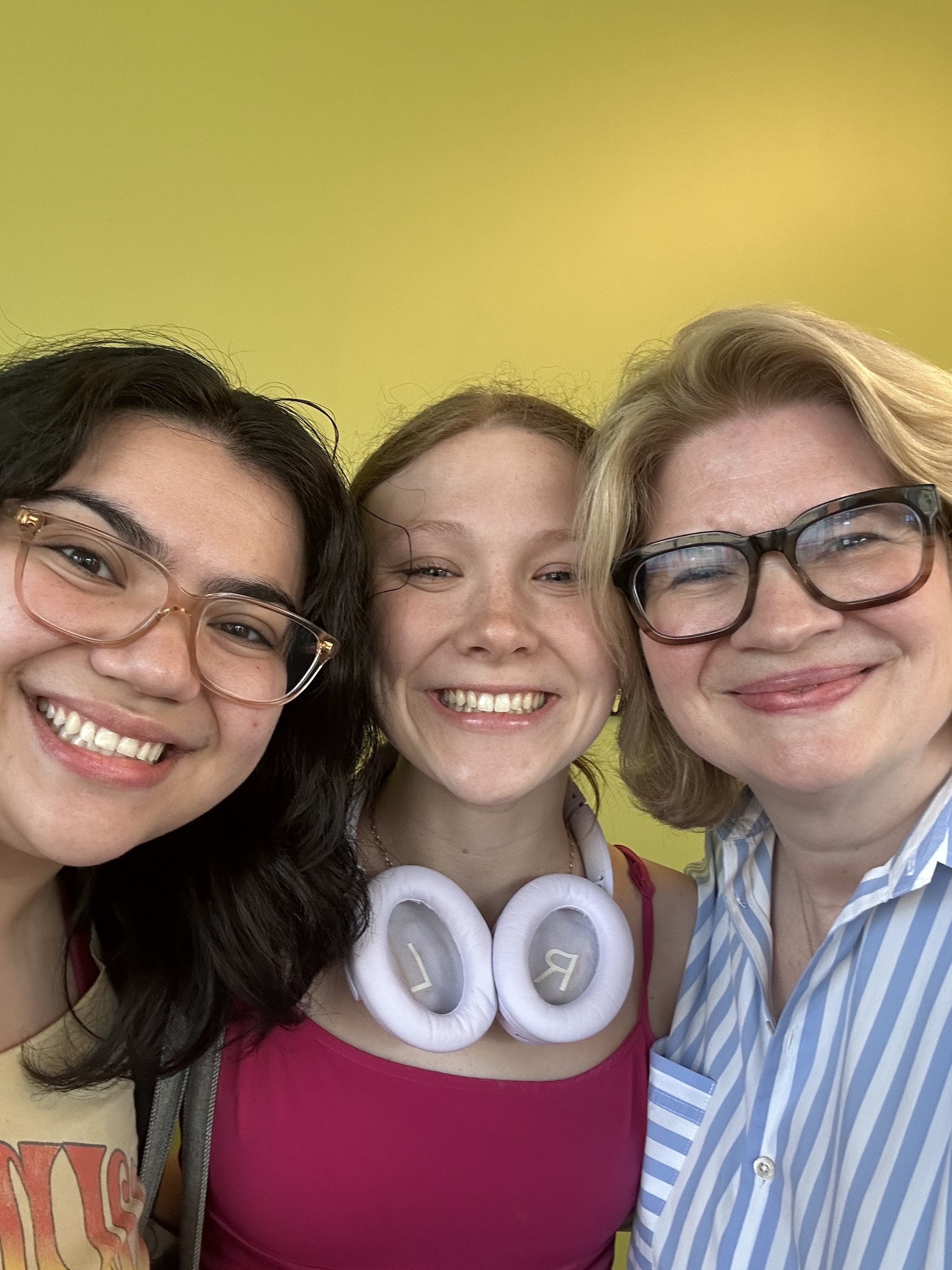 Me with two of my students at DePaul, Spring 2026