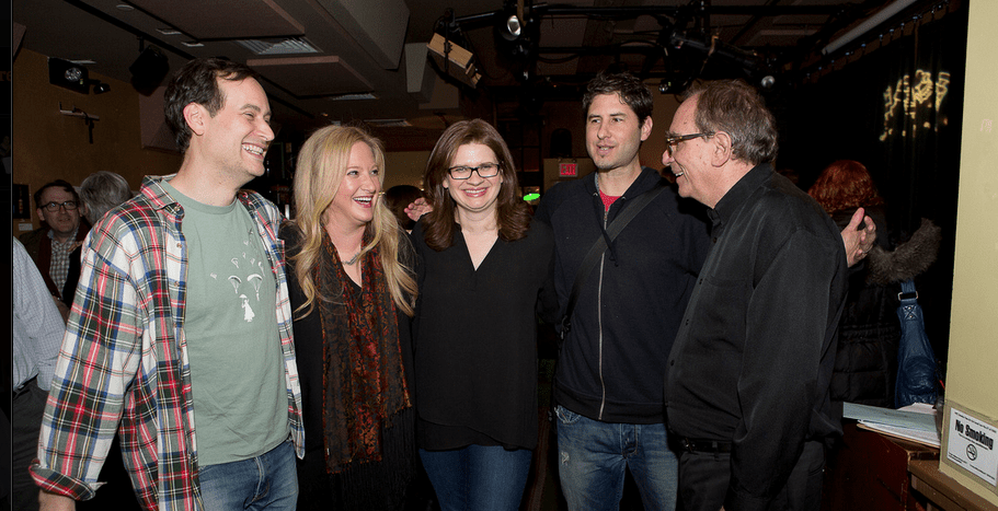 When I was a novelist, I also hosted a literary event in NYC called Spine Out. Shown here on opening night with David Levithan, Leigh Bardugo, Matt DeLa Peña, and RL Stine.