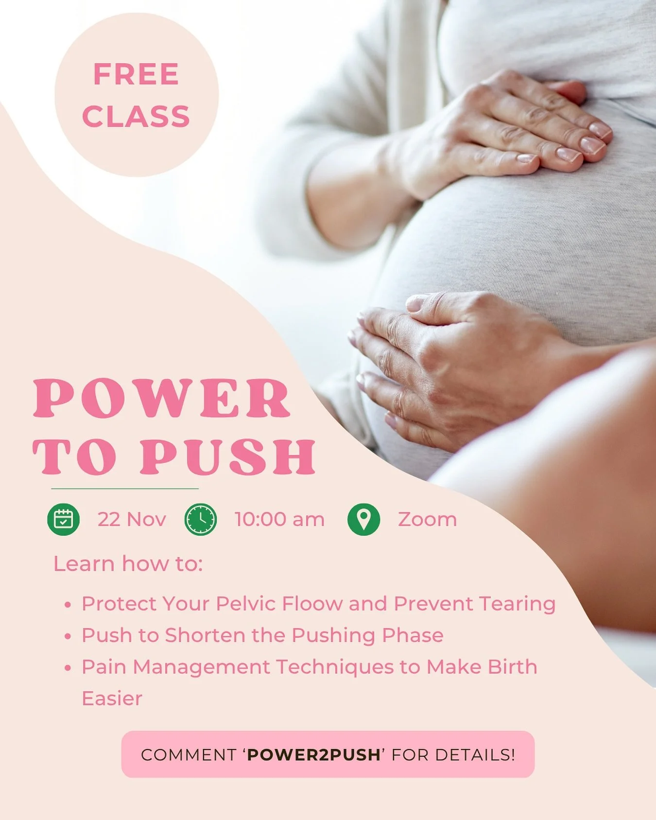 ✨Power to Push &mdash; Free Class✨

Your body already knows how to give birth. But in a world that teaches tension over trust, sometimes we need to remember that power.

This free class, Power to Push, is all about protecting your pelvic floor and le