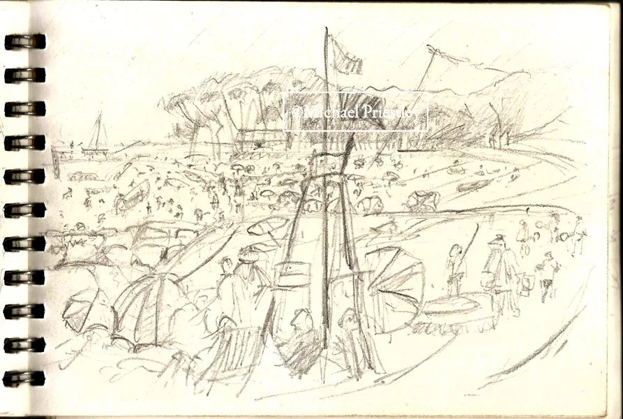 Sketchbook, Le Londe beach, Cote d'Azur, 1990, pencils.