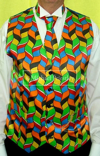 Silk Waistcoat and Tie based on Bernini's Baldacchino and RM Chester Mail Centre colours, with reference to Isaiah 11 v 2-3 and Revelation 4 v  5 and 5 v 6, 2026. 3.