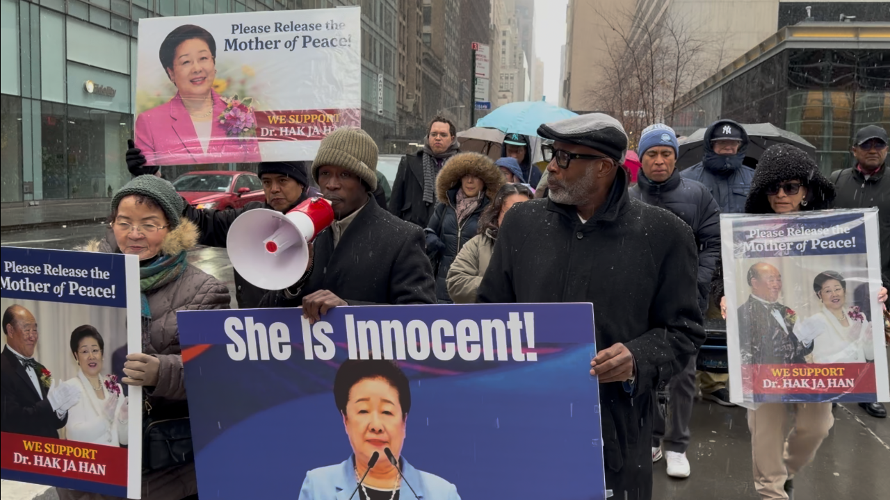 Rally for “Mother of Peace” amid snowstorm in NYC