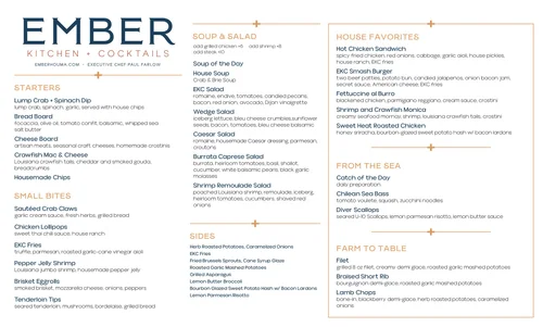 Menu - Ember Kitchen + Cocktails — Your Site Title