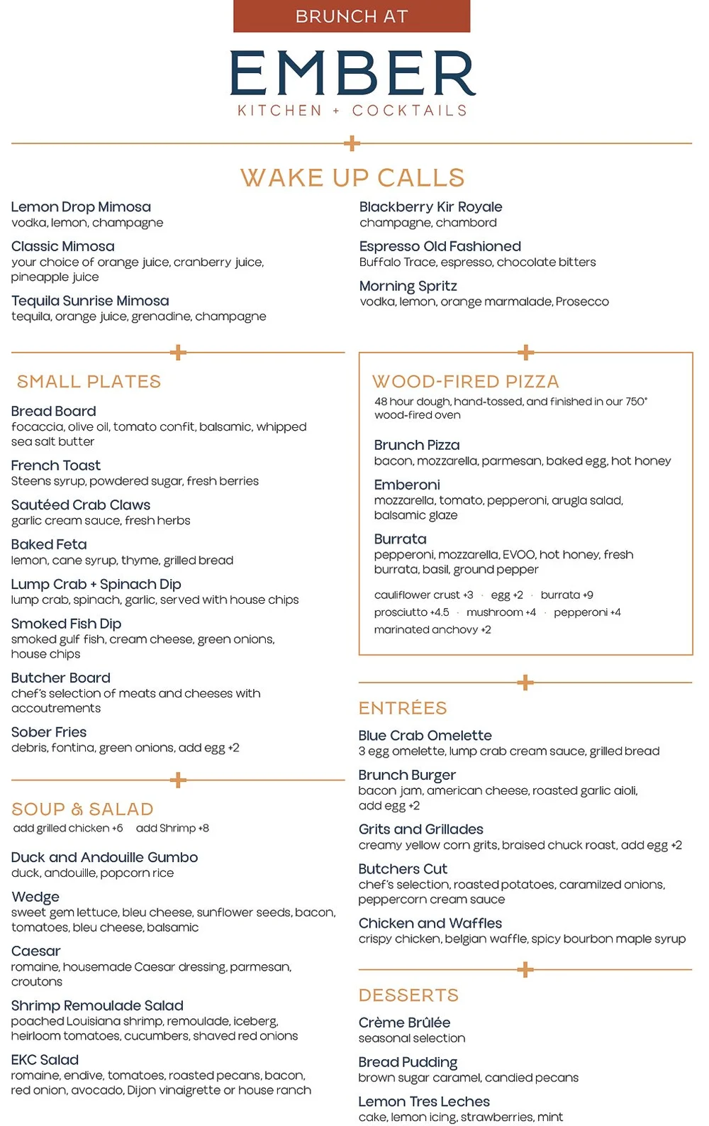 Menu - Ember Kitchen + Cocktails — Your Site Title
