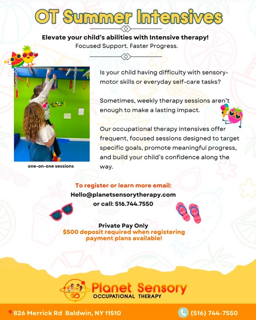 Have you booked your child&rsquo;s Summer OT Intensive yet? ☀️🧠

Our intensives are 1.5-hour sessions, 3x or 5x a week over 2 weeks, targeting your child&rsquo;s specific goals in a sensory-smart space. Every session is child-led to keep them engage