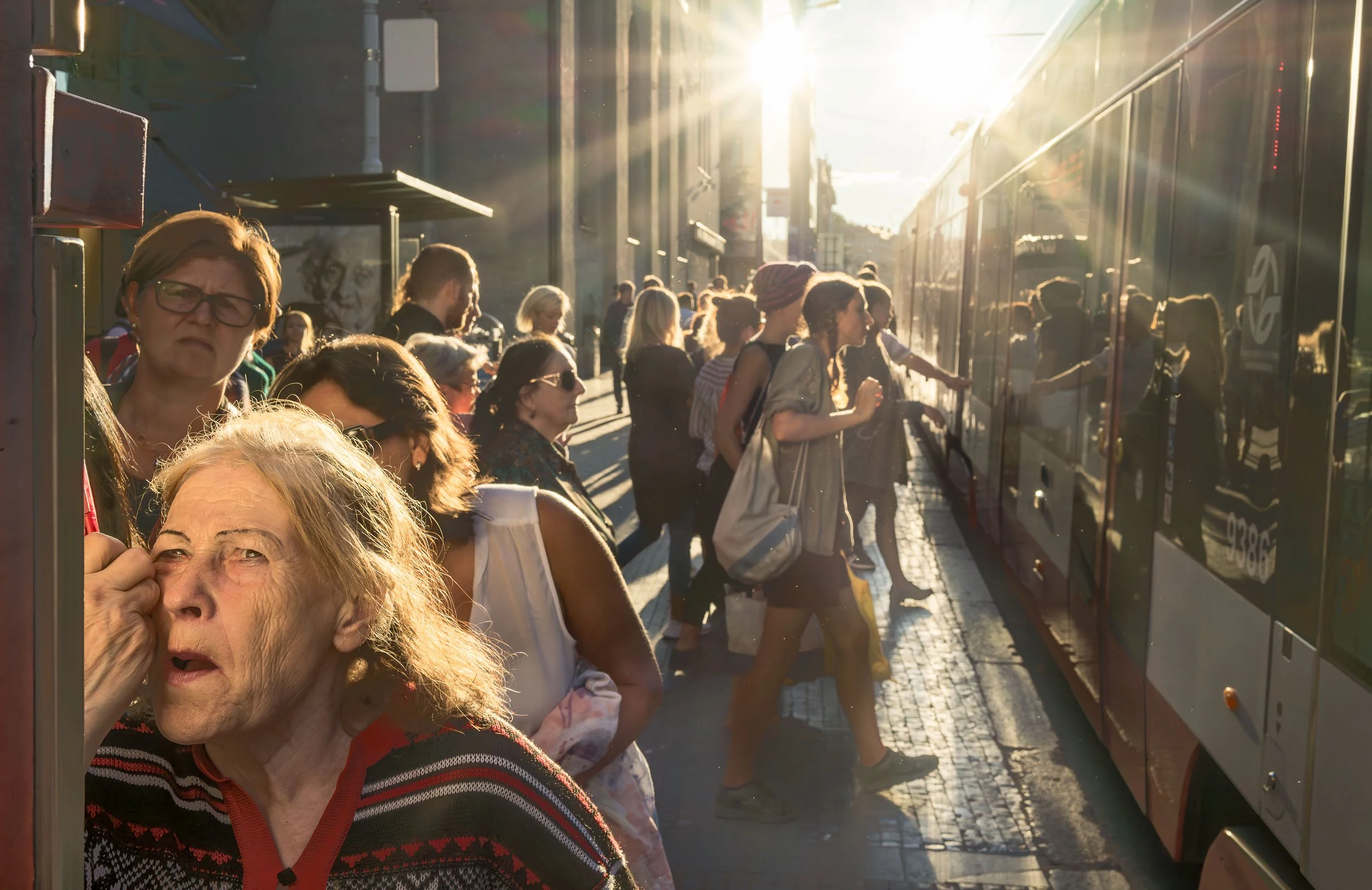 Prague- Tram Station - Woman - Sunset - Street Photography,Czech Republic