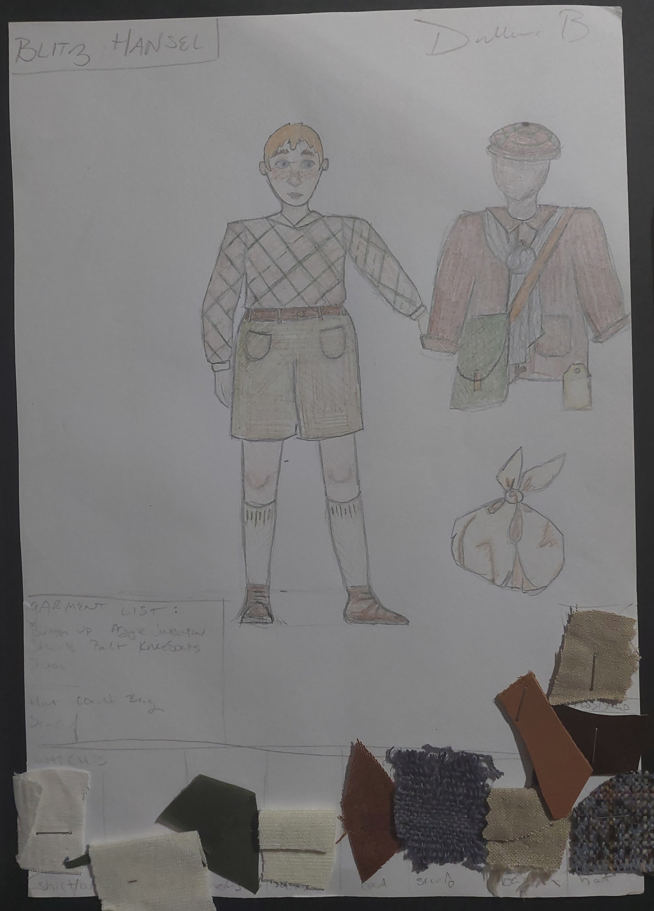 Intro to Design classwork, Hansel from the Hansel and Gretel fairytale. Spring of 2022. Concept based on WW2, specifically London during the Blitz.
