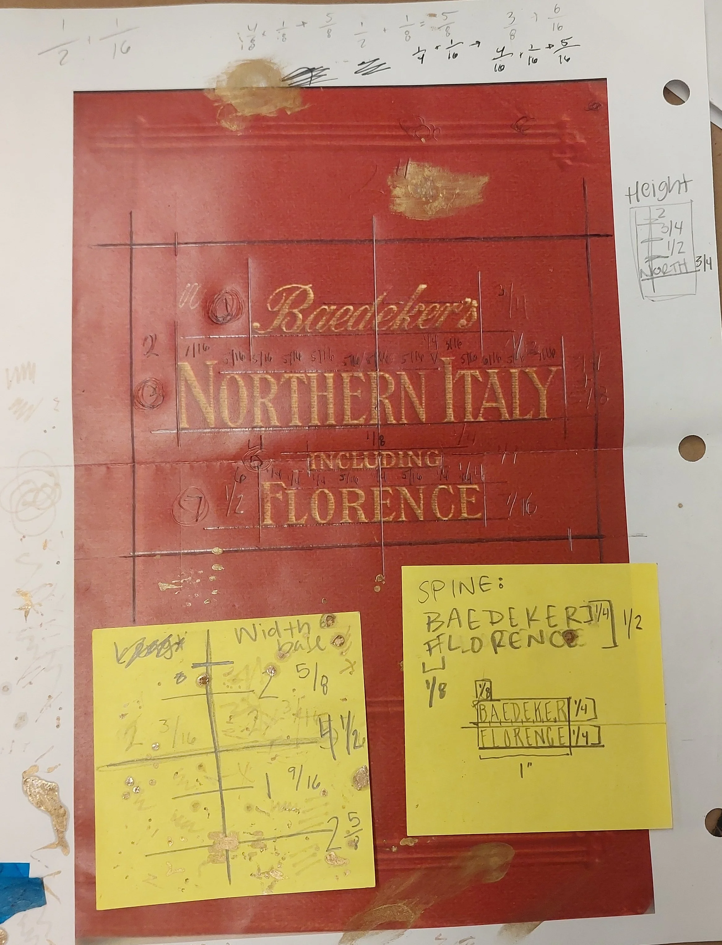 Reference image, with letter spacing calculations and planning