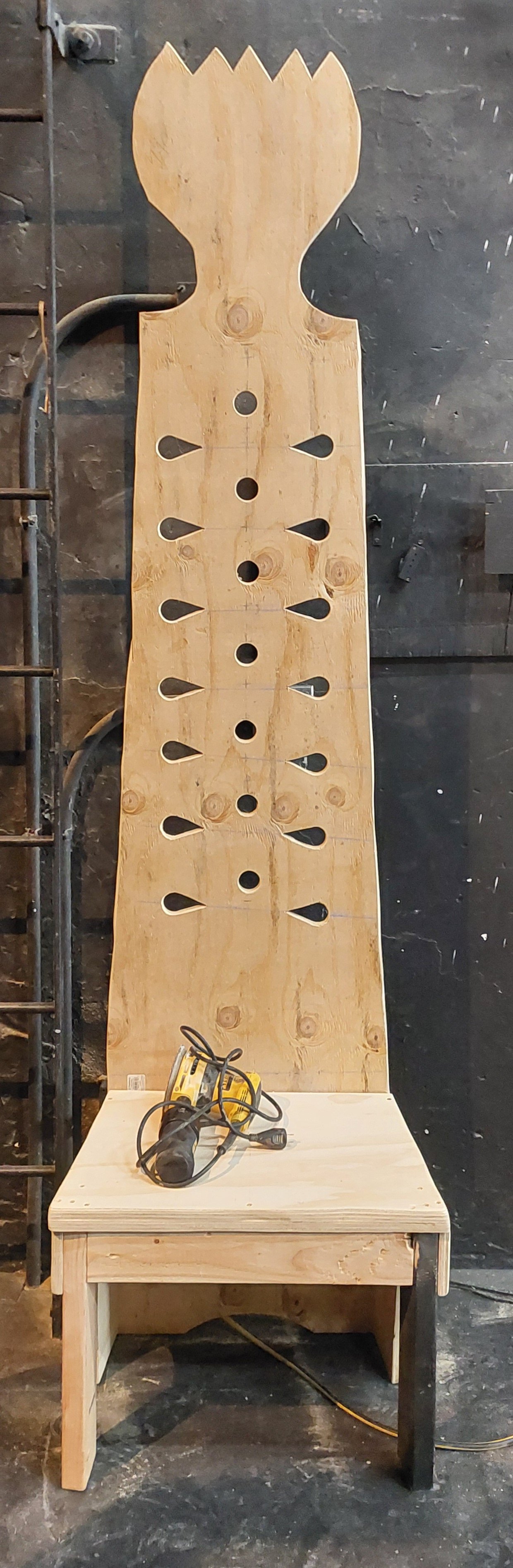 Lord MacBeth throne(s), construction assistance by A. Corkell. Picture here before painting.