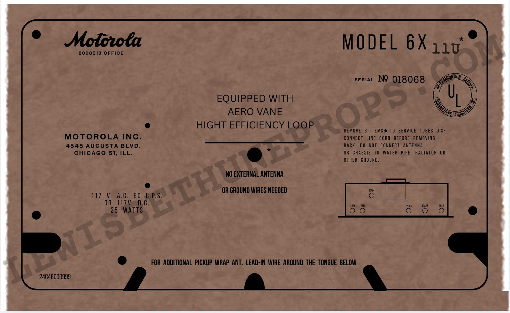 Digital recreation of a period radio back panel. 
