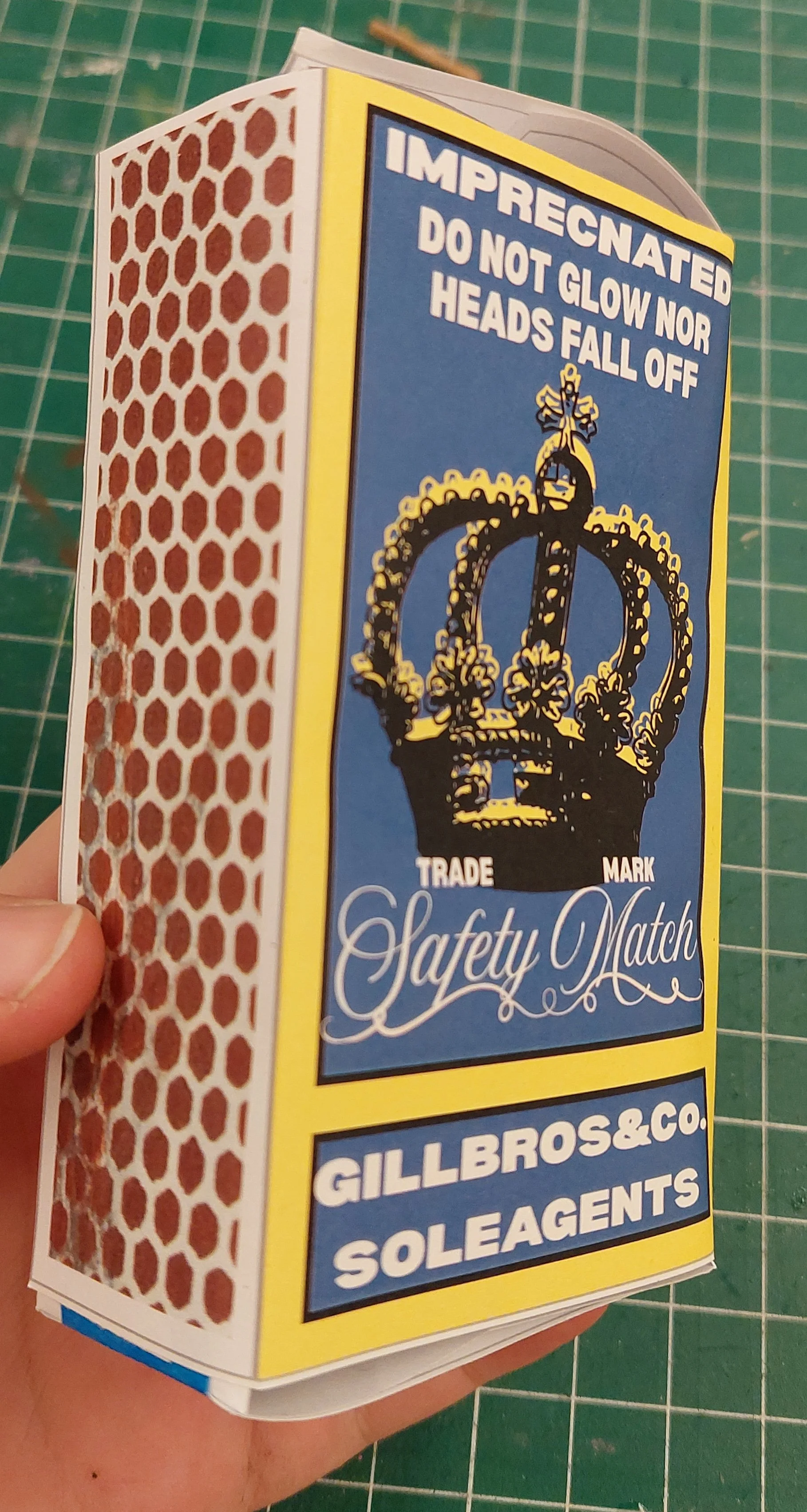 Mockup on printer paper to check measurements and slide function.
