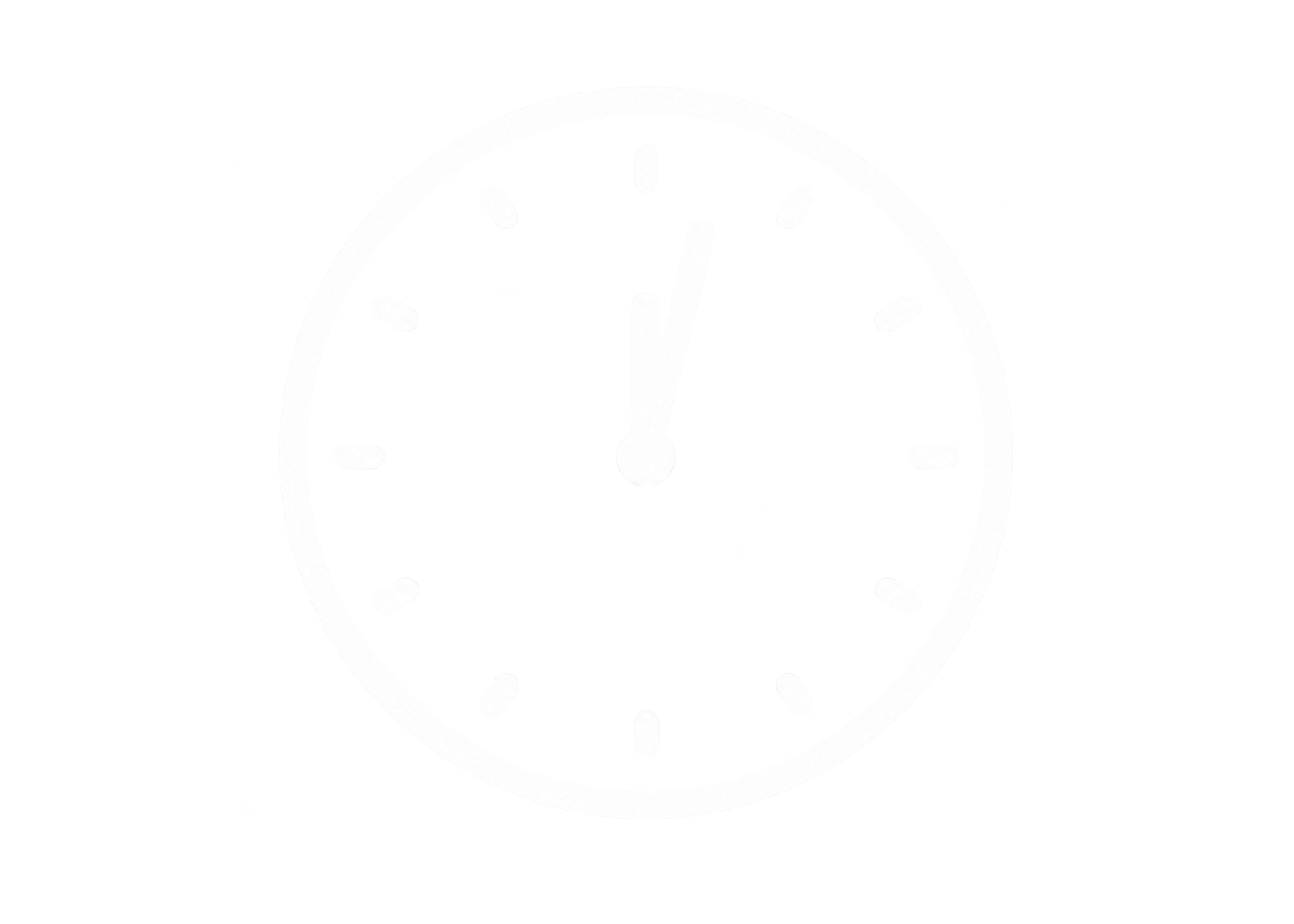 Eine analoge Uhr zeigt 12:00 Uhr, vor schwarzem Hintergrund.