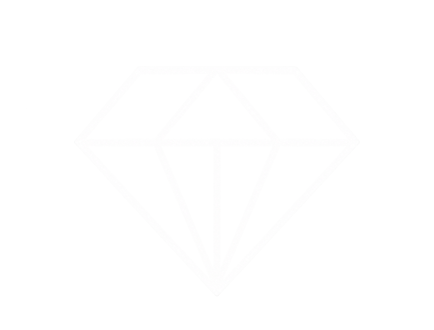 Ein schwarz-weiß Umriss eines Diamanten auf schwarzem Hintergrund.