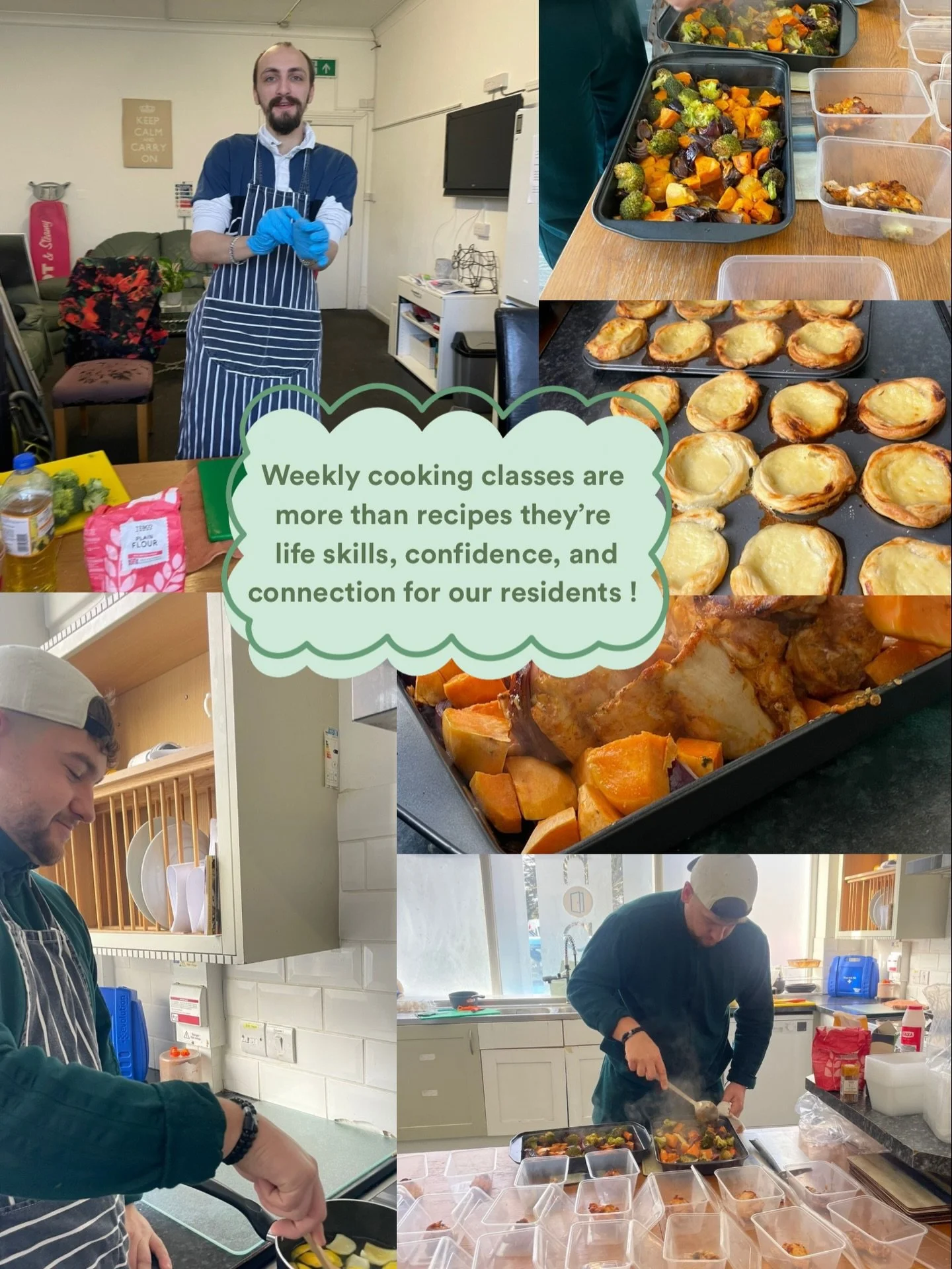 Each week, our kitchen fills with warmth not just from the hot meals we prepare together, but from the confidence and community being built. Through hands-on recipe teaching and practical meal-prep lessons, residents gain skills that support independ