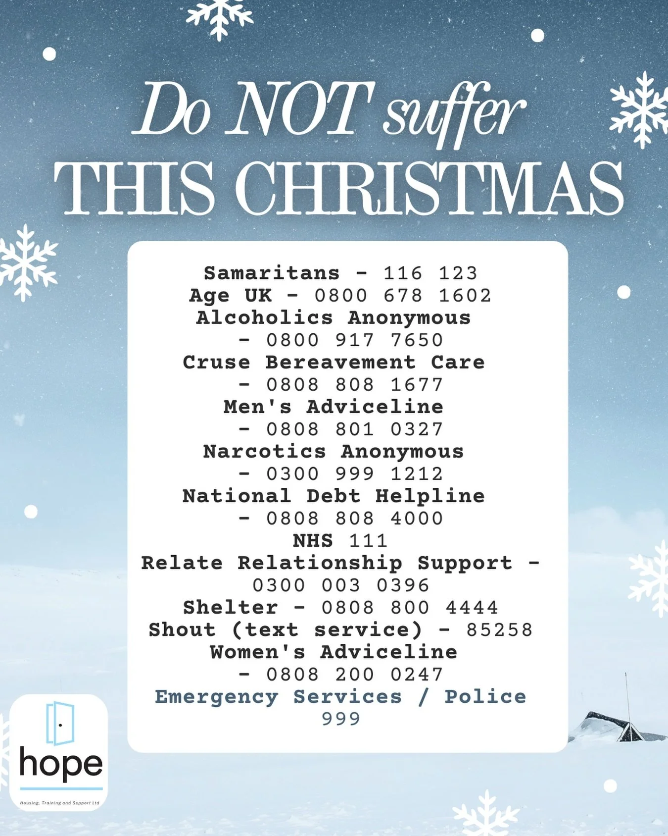 This Christmas reach out for help ! 🎄🤲

#community #charity #christmas #helpatchristmastime #helpline #bournemouth #dorset