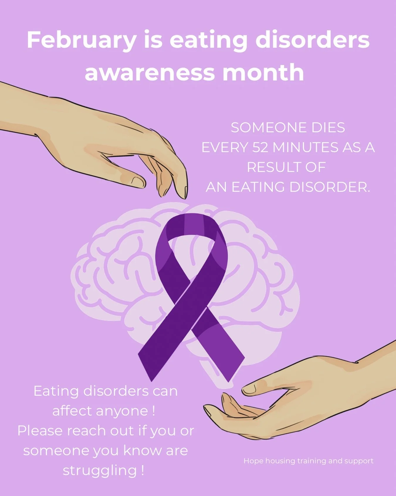 💜 February is Eating Disorder Awareness Month 💜

As a charity supporting vulnerable adults, we see first-hand how homelessness can severely impact both mental and physical health. People experiencing homelessness face far worse health outcomes than
