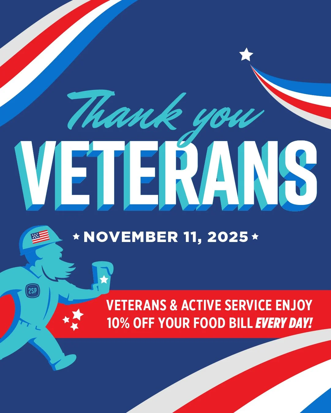 From all of us at Two Stones, a huge THANK YOU to everyone who has served. As a small way to show our gratitude, today all veterans &amp; active service members receive 10% off. And if you can't make it out today, don't worry - this offer is availabl