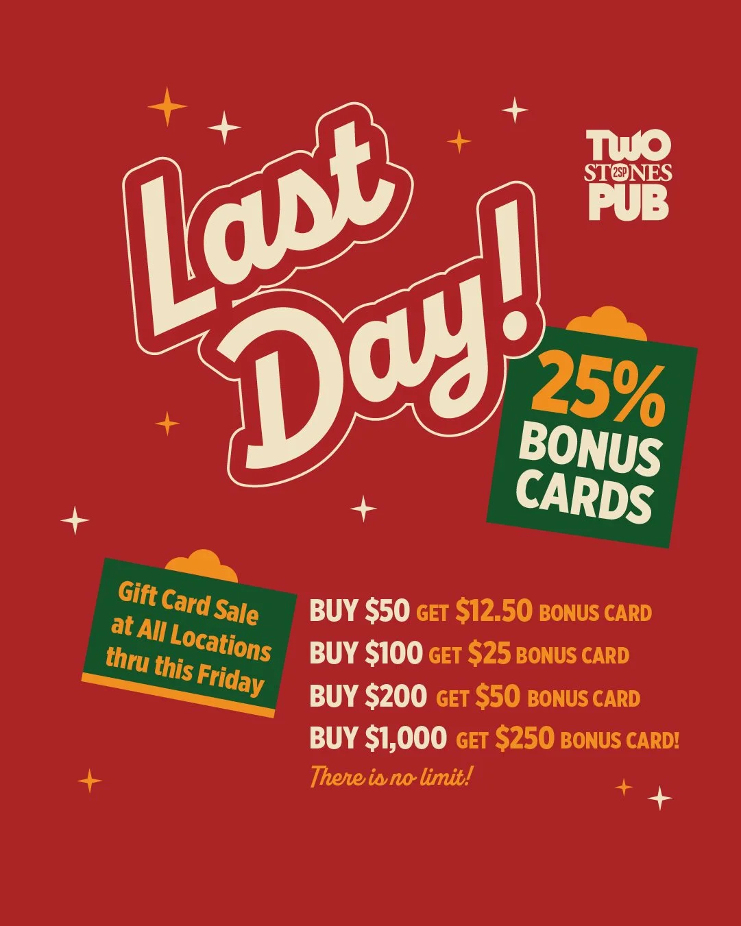 Today's the final day to get your FREE 25% bonus card! Give the gift of Two Stones &amp; treat yourself - all at the same time. 🫶