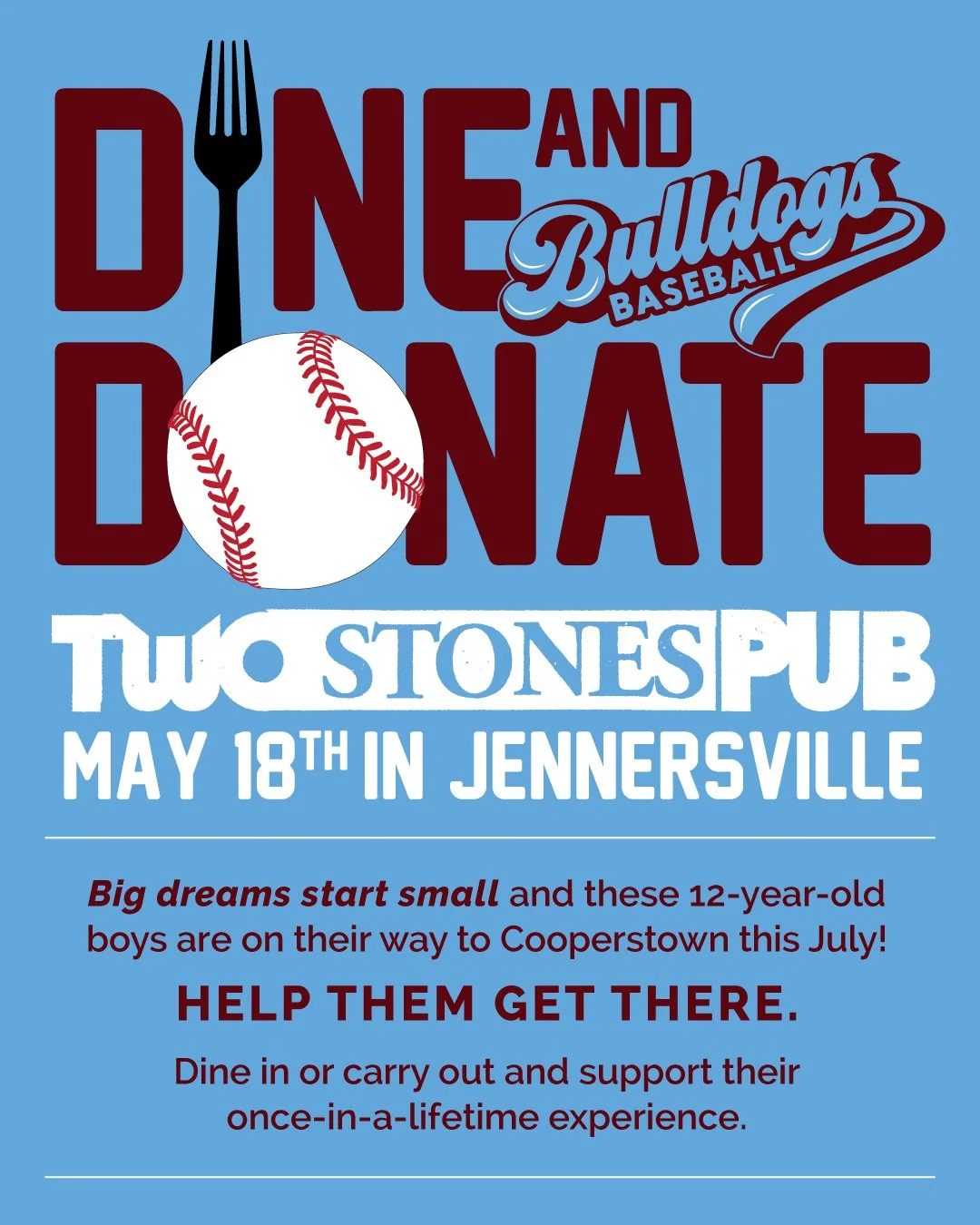 Come out to support our Avon Grove Bulldogs this Monday. ⚾️ A portion of the sales from the whole day will go toward helping them get to Cooperstown! 

#supportlocal #gobulldogs #RippleEffect